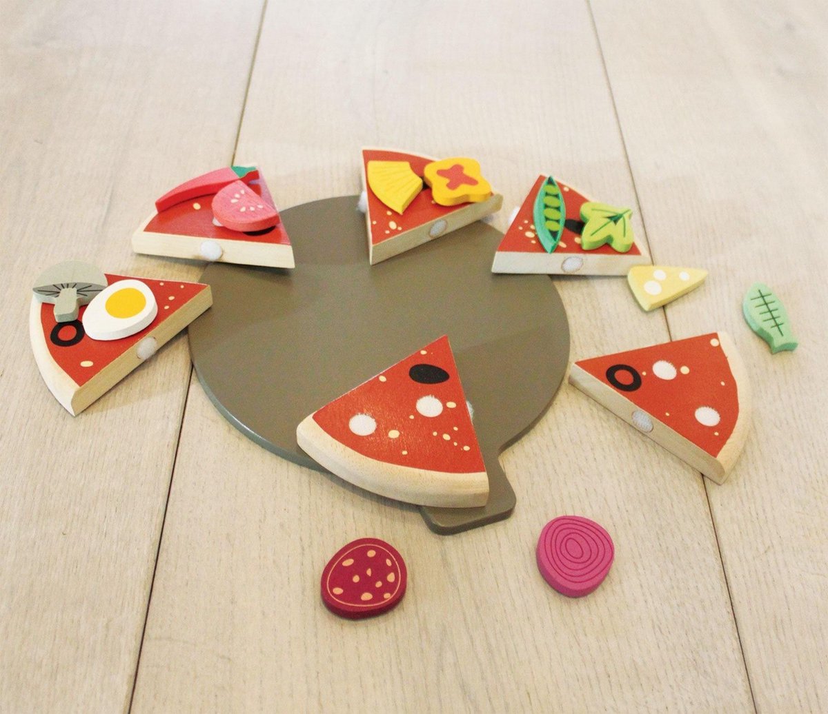 Tender leaf Toys juego de hojas tiernas - fiesta de pizza - 22,2x19x3,5cm - madera - 3 años