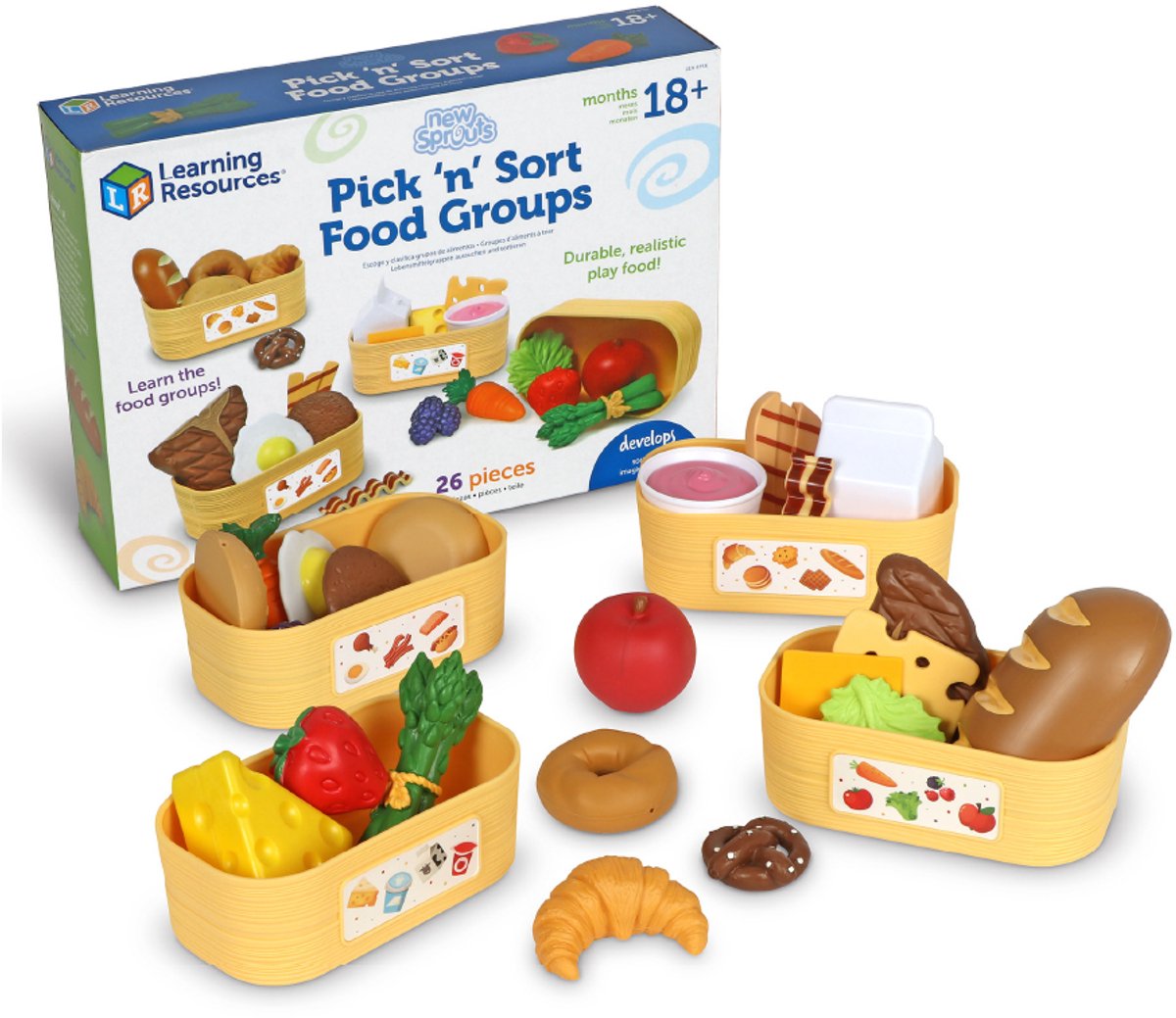 Set di gruppi di alimenti giocattolo con risorse didattiche - giocattoli educativi. - 3+