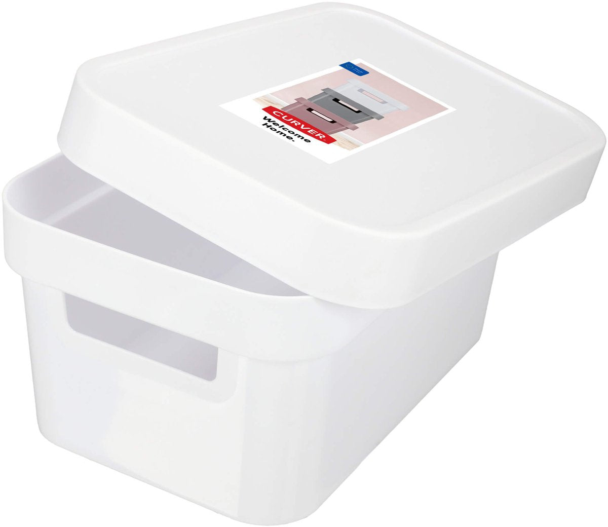 Caja de almacenamiento Curve con tapa infinity 4,5l blanco