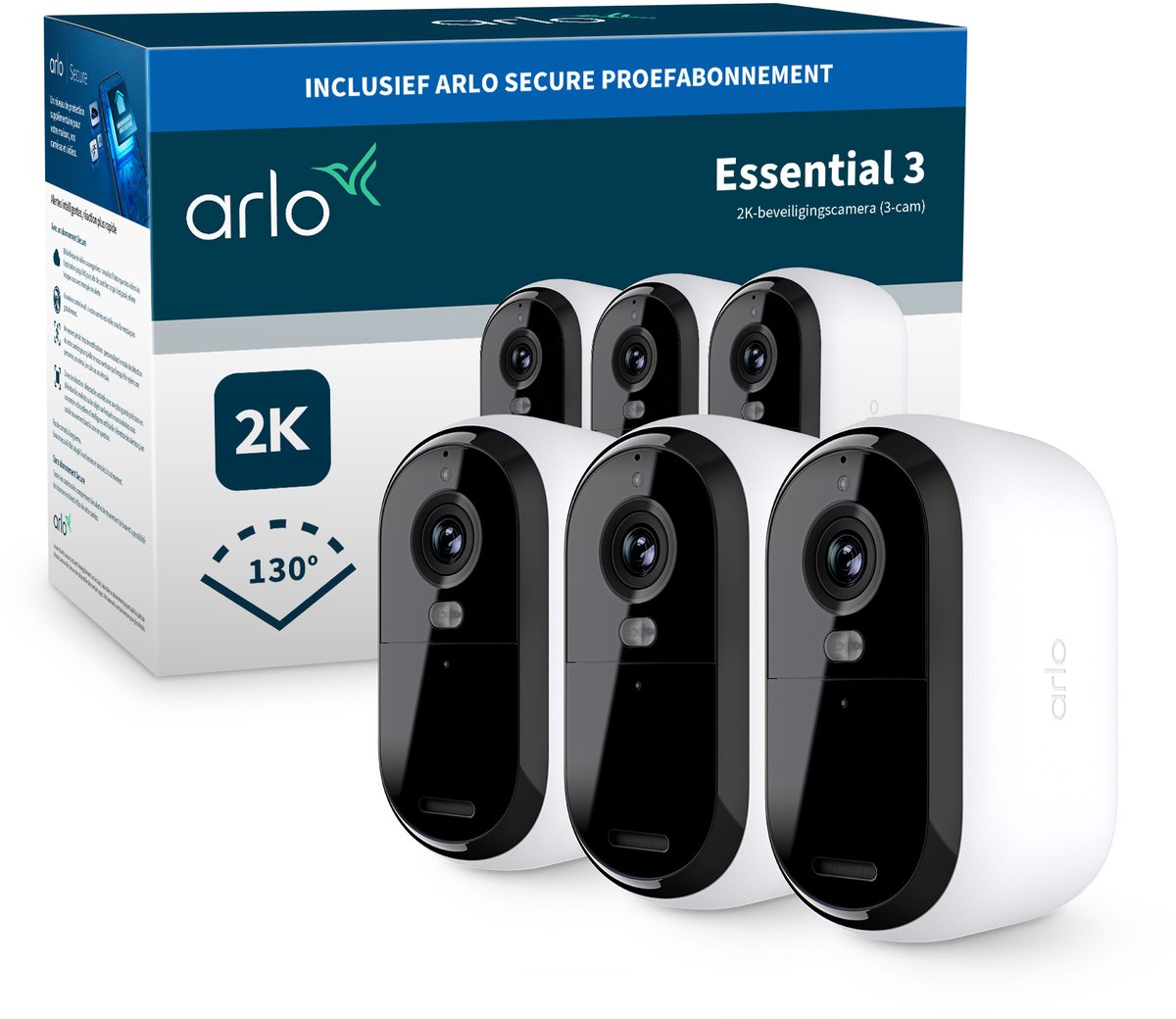 Telecamera di sicurezza Arlo Essential3 2K - 3 telecamere IP