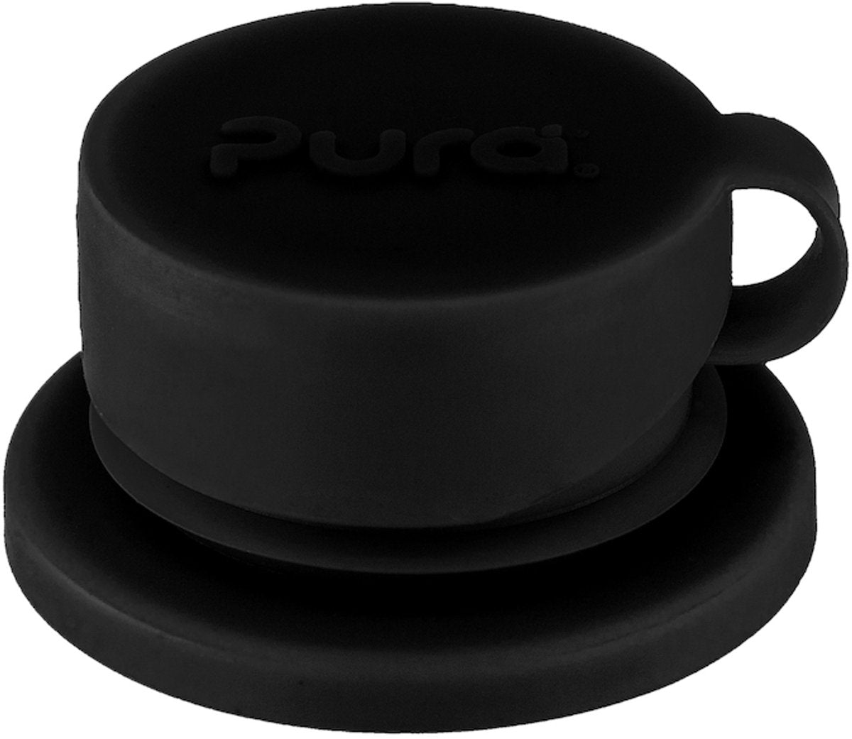 Pura silicone sport cap black - 100% plastic-free, antibacterial silicone - free of BPA, BPS and phthalates - leak-proof and spill-proof - suitable for children 18 months+ and adults - fits all bottles - dishwasher safe