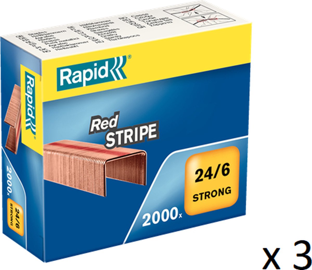 Rapid - punti forti 24 6 - striscia rossa - 3 x 2000 pezzi