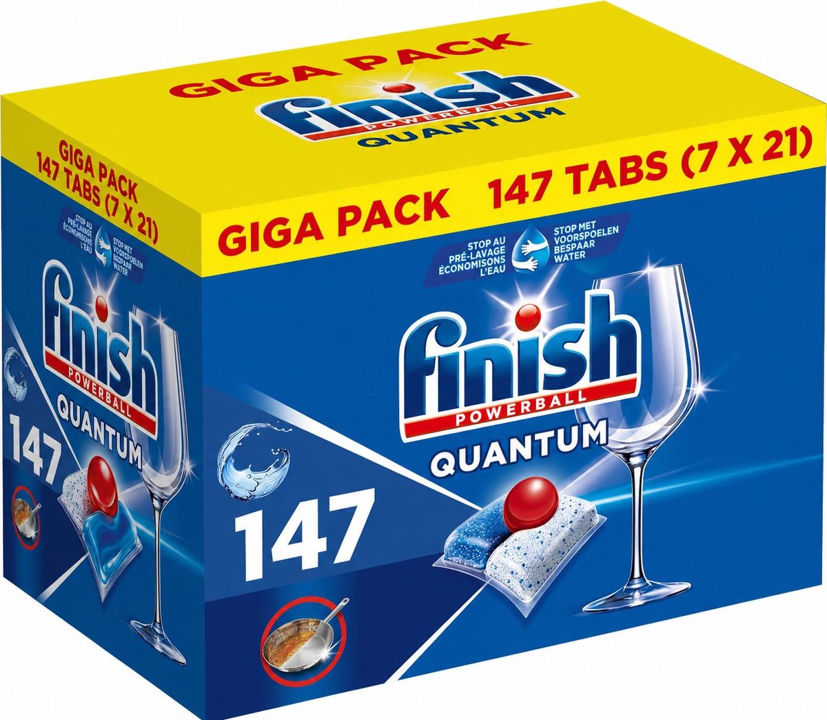 Finish powerball quantum - powerball liquido per lavastoviglie - pulisce, sgrassa e lucida - 147 compresse - confezione risparmio