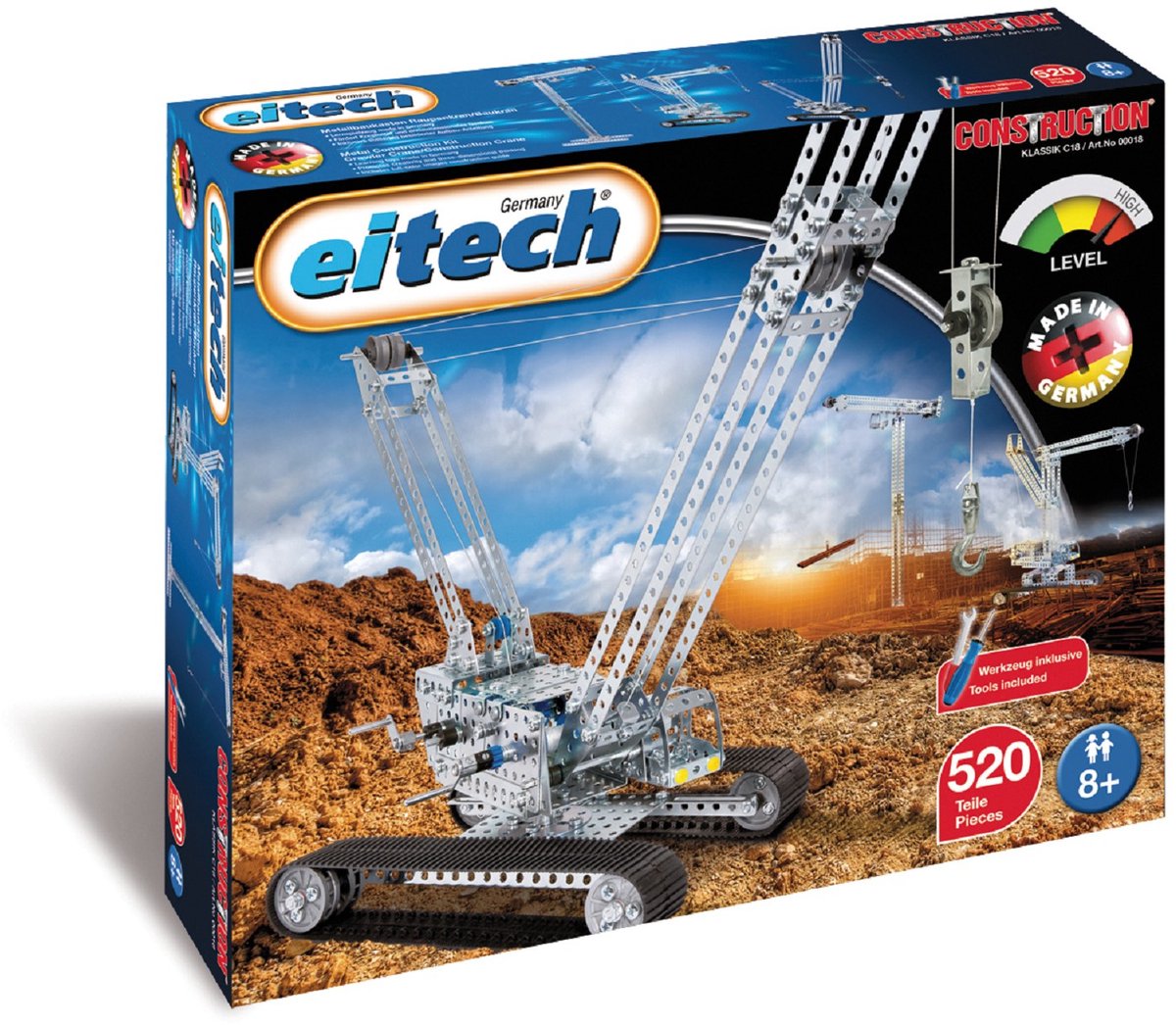 Set da costruzione Eitech gru in acciaio argento 522 pezzi