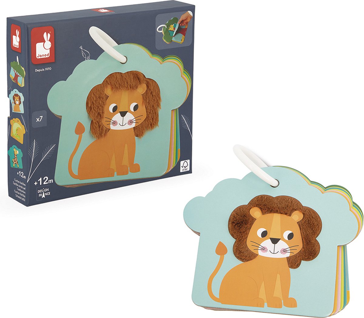Janod - libro para bebés - tarjetas táctiles sabana