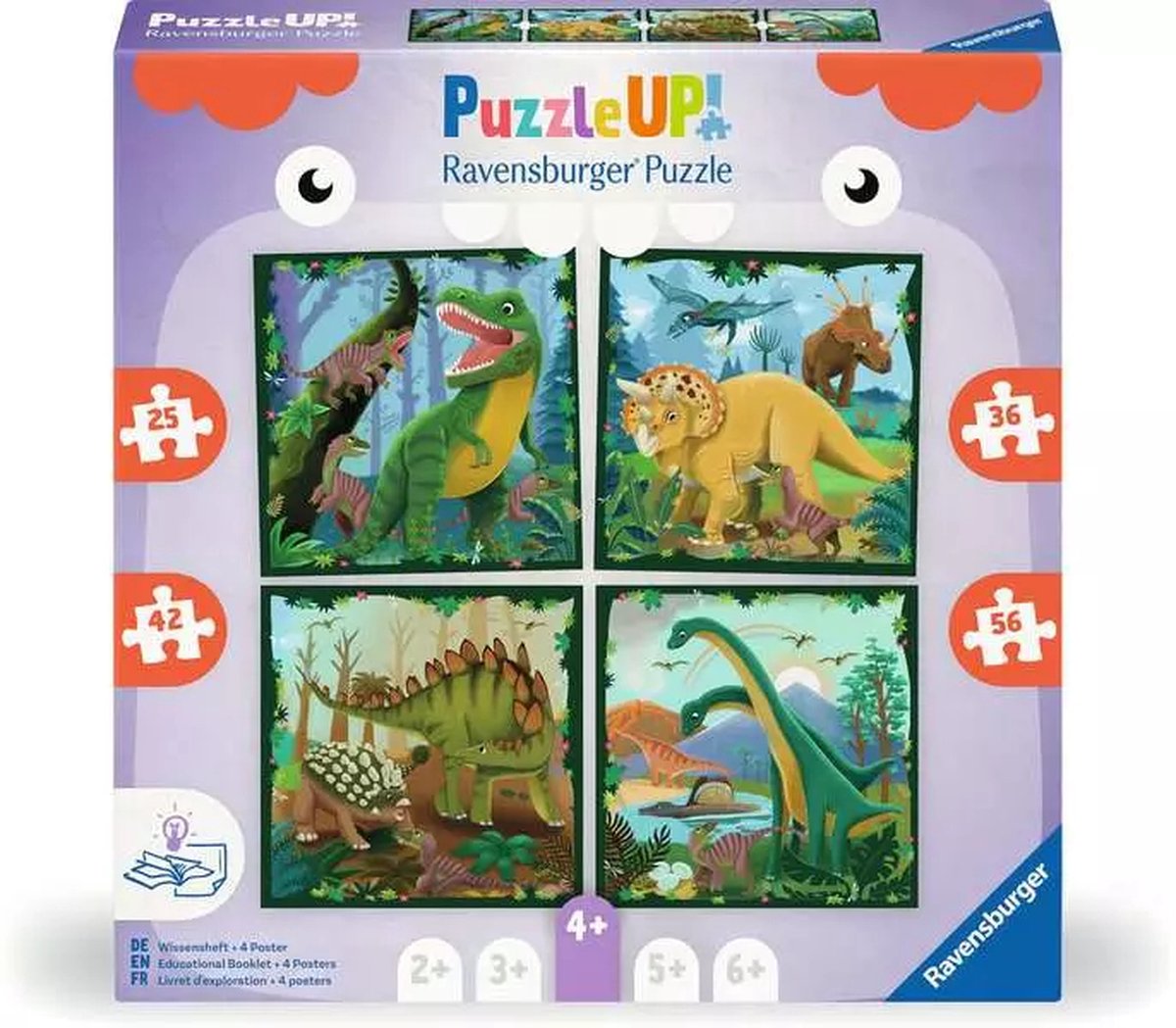 Ravensburger kinderpuzzle 25, 36, 42, 56 teile - puzzle up! dinosaurier