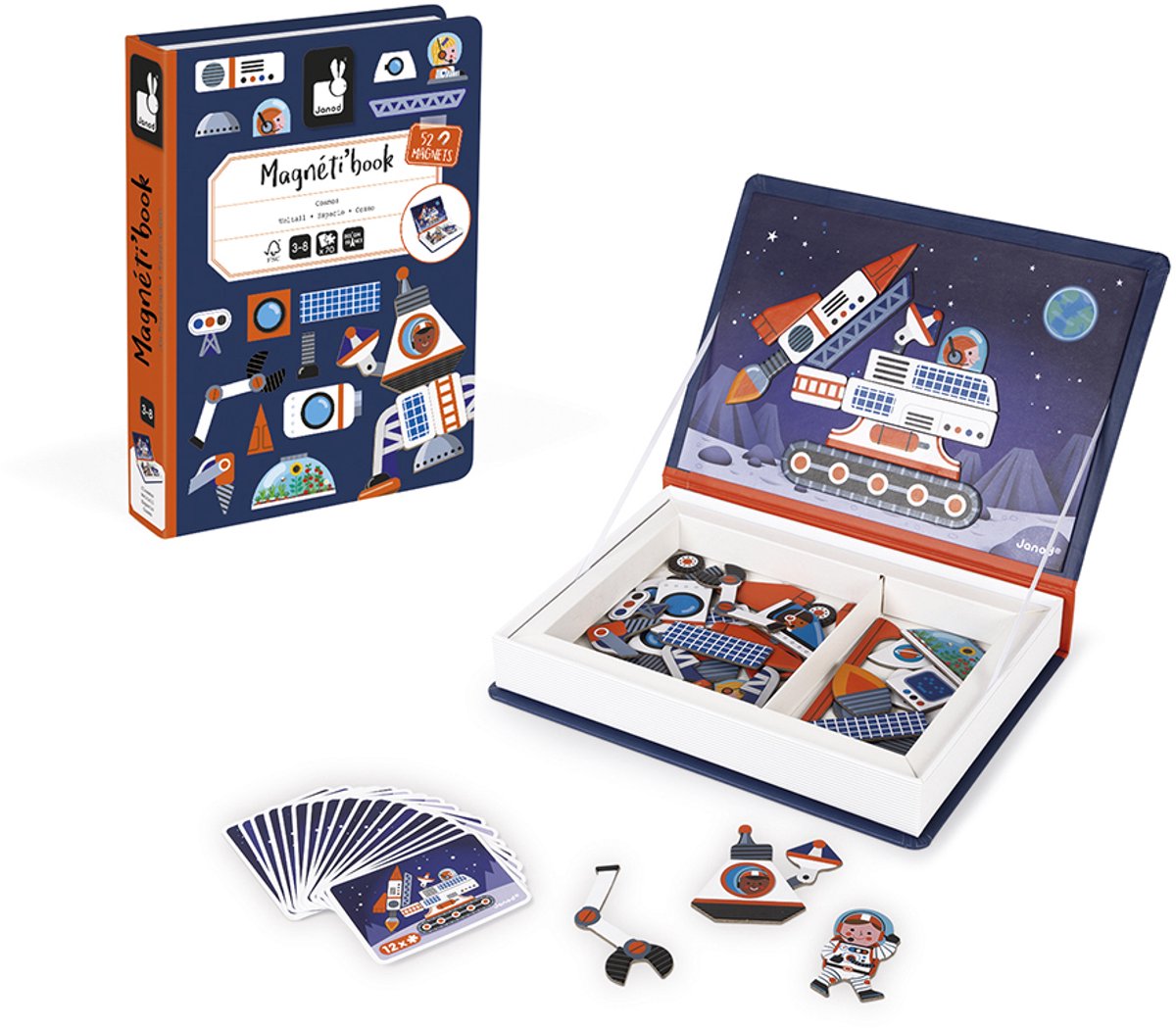 Janod - magnetibook - universo - set da gioco con libro magnetico