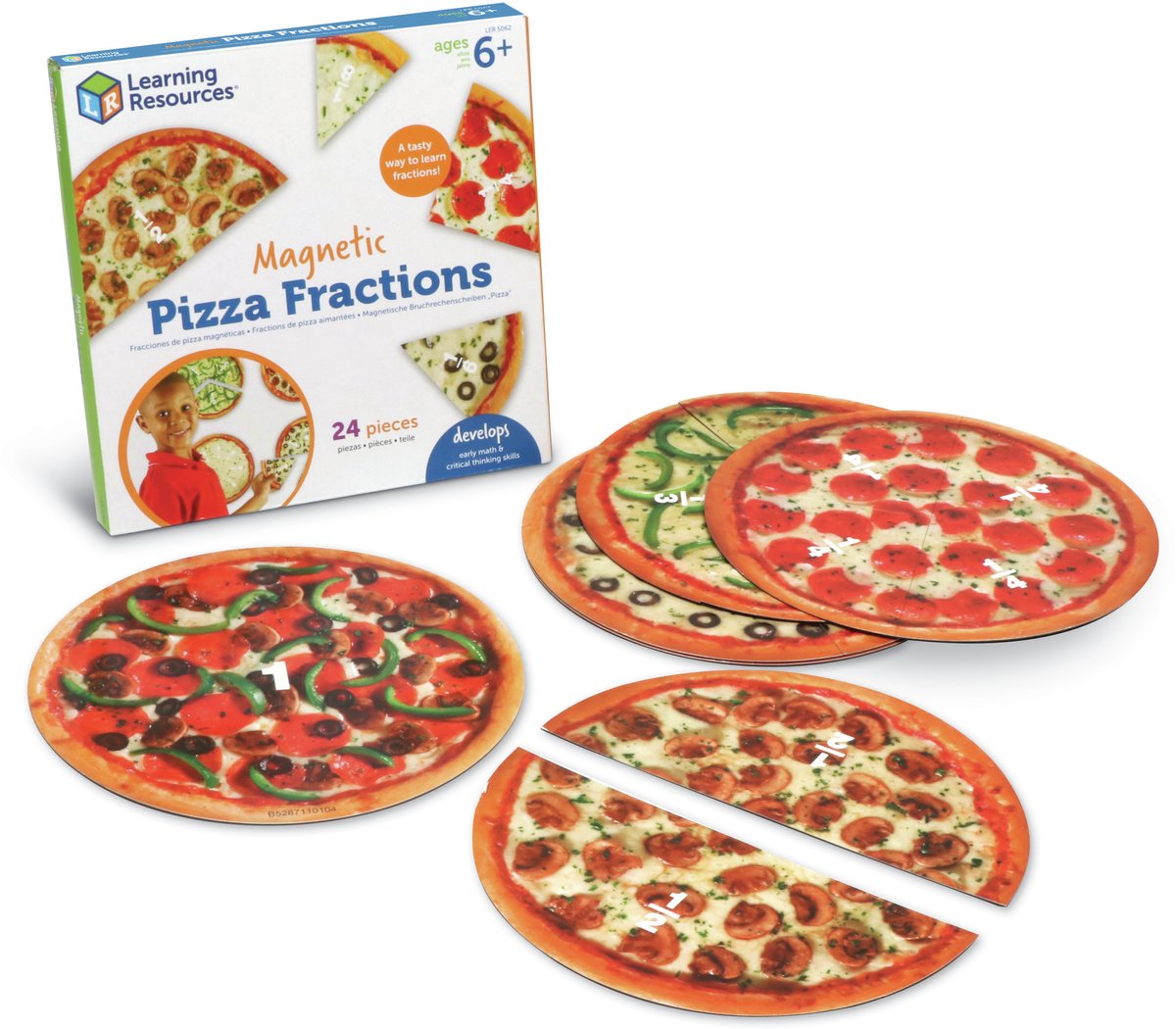 Recursos de aprendizaje fracciones de pizza magnéticas - 6+