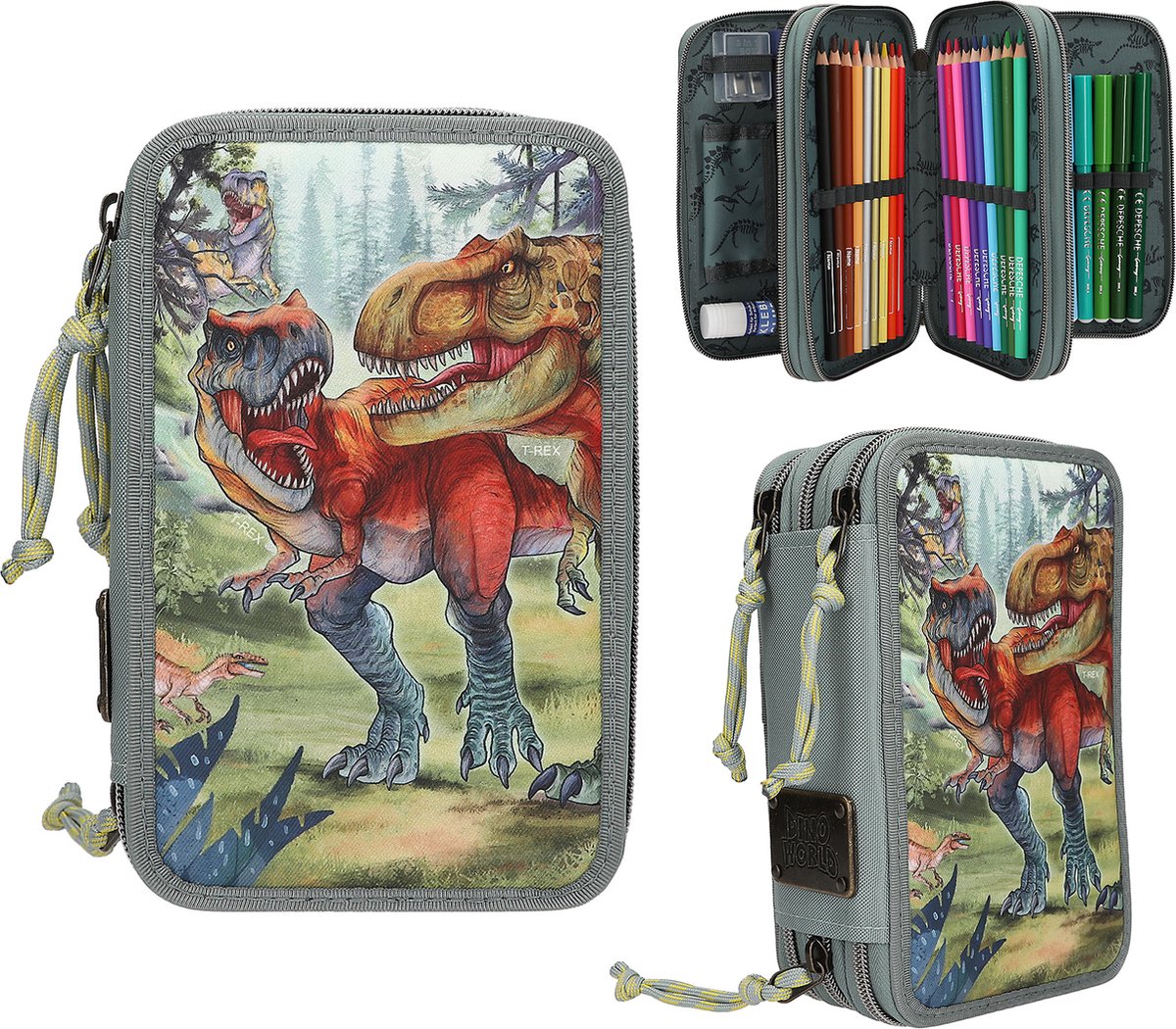 Depesche - astuccio a 3 scomparti Dino World - morso