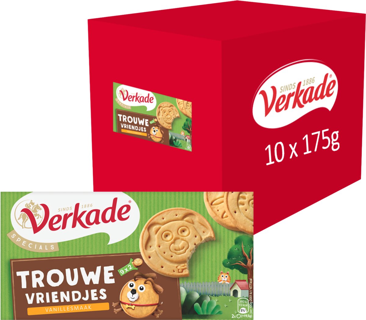Verkade - cookie - amici fedeli con biscotti alla vaniglia - 10 x 175 grammi