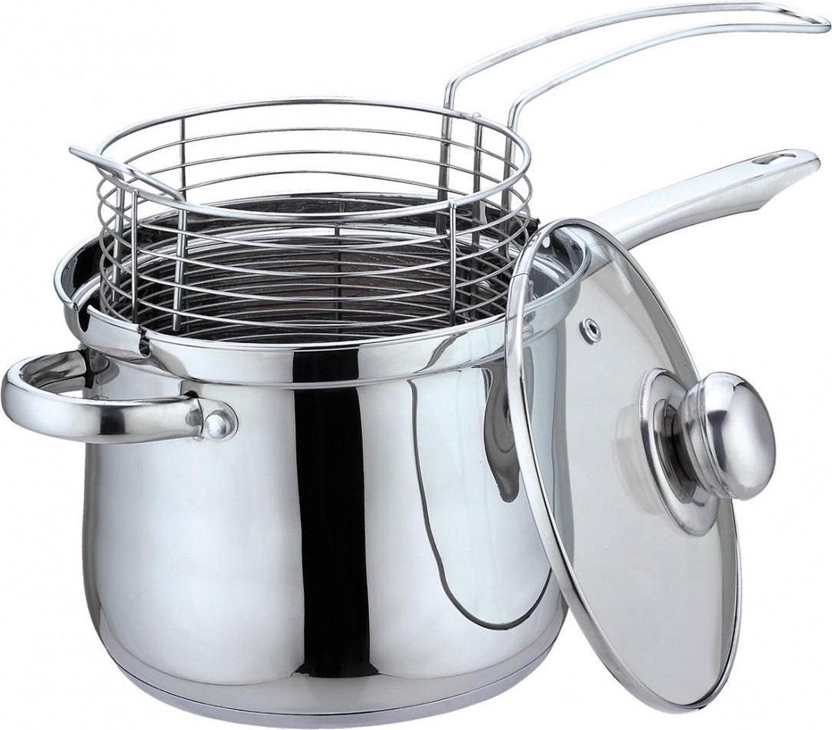 Sartén para patatas fritas Kinghoff 4581 - 3,6 l - acero inoxidable - todas las fuentes de calor