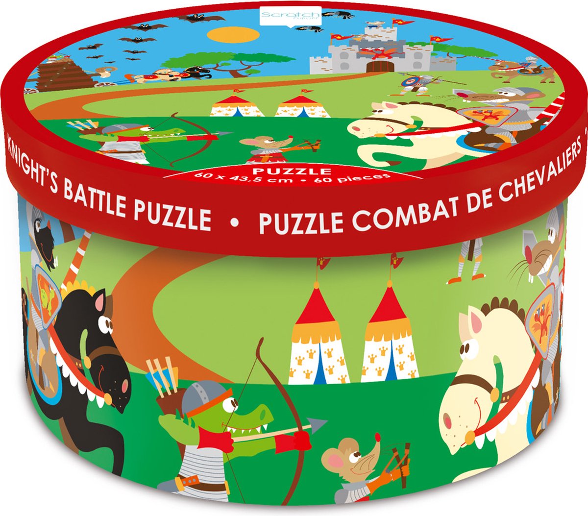 Puzzle da grattare - lotta tra cavalieri - 60x43,5 cm - 60 pezzi - 4 anni