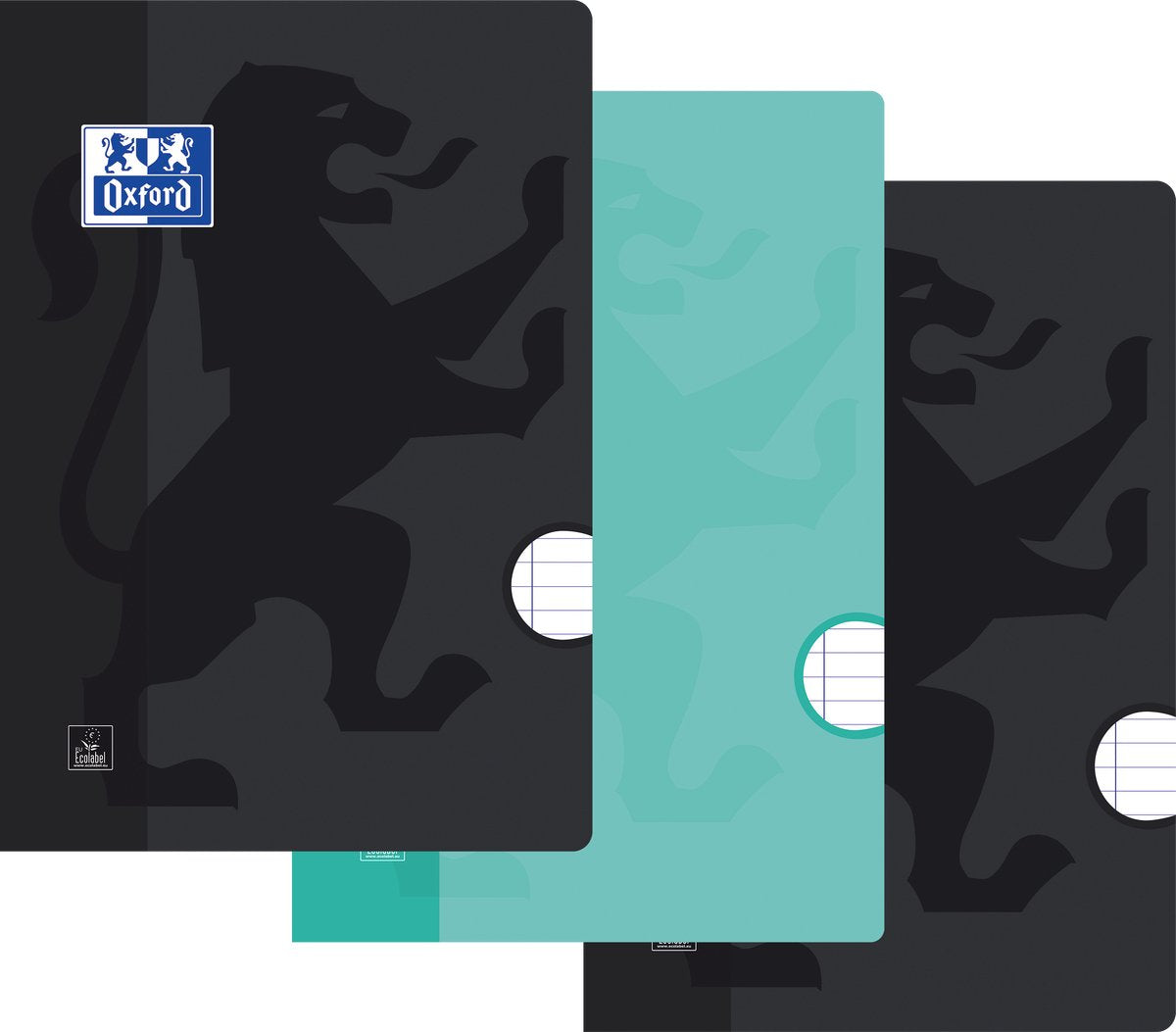 Oxford schriften - a4 - lijn - 36 vel - zwart turquoise - 3-pack