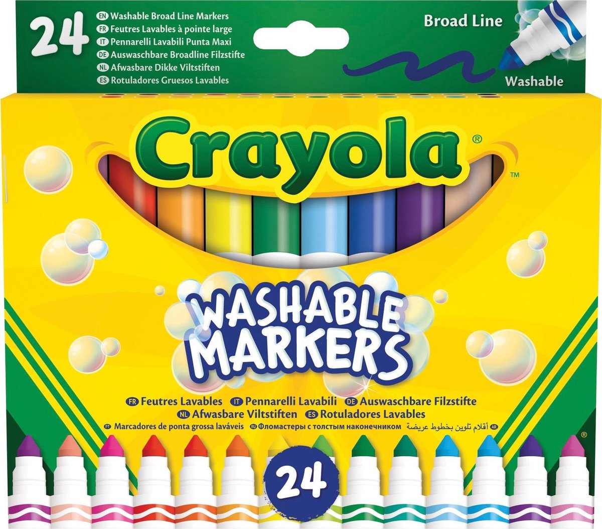 Crayola - pennarelli - 24 pennarelli lavabili per bambini - punta sottile