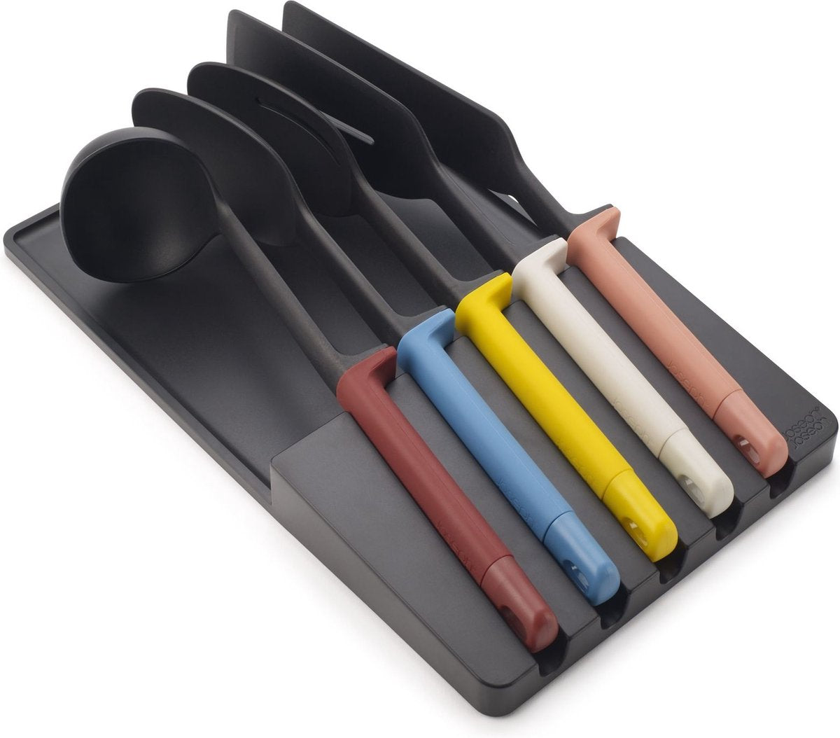 Joseph Joseph Store Utensili da cucina con supporto, set da 5 pezzi, colori caldi - | elevare