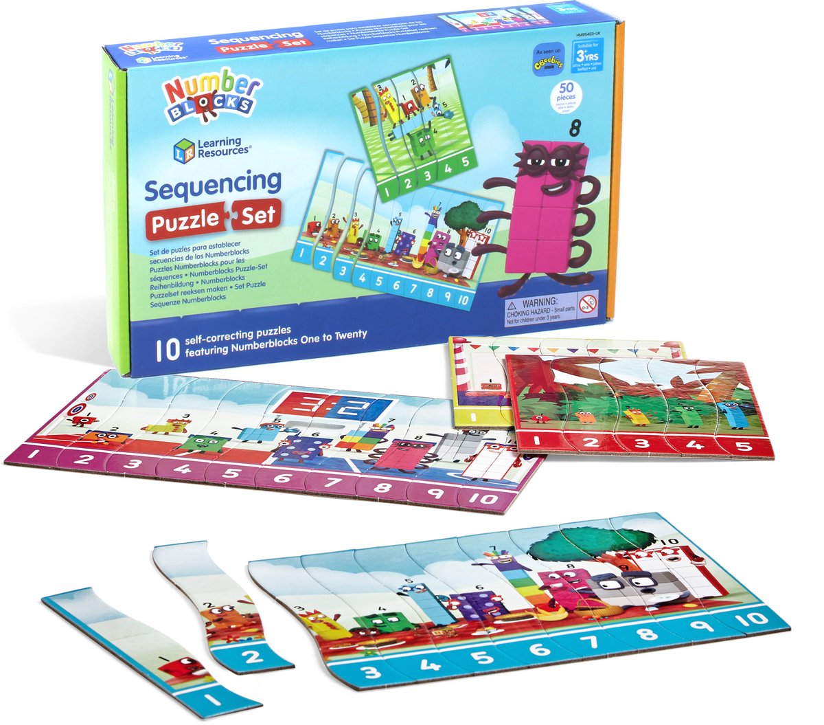 Blocchi numerici delle risorse didattiche - set di puzzle - riga di conteggio - 3+