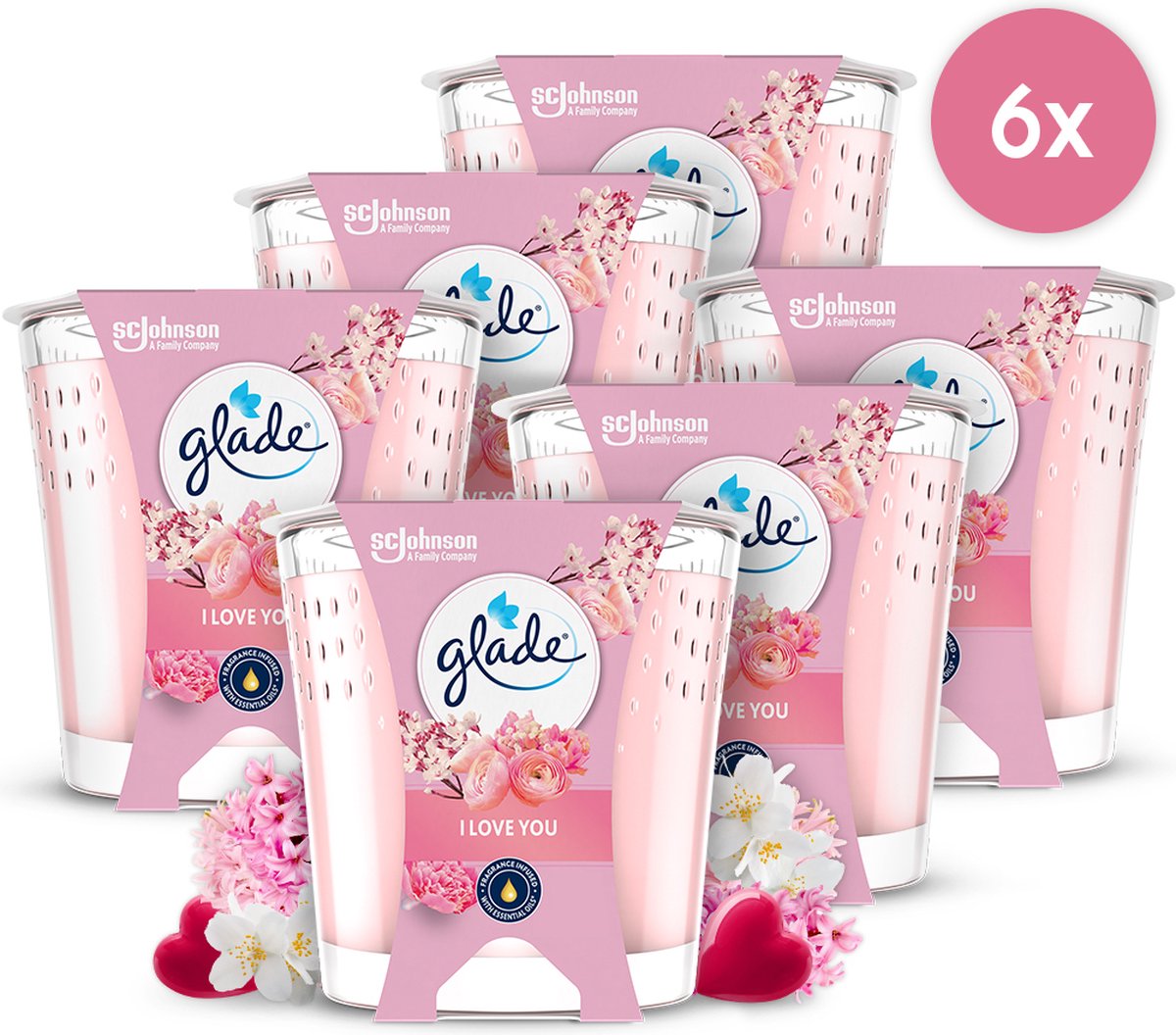 Vela perfumada Glade te amo 100% cera de colza