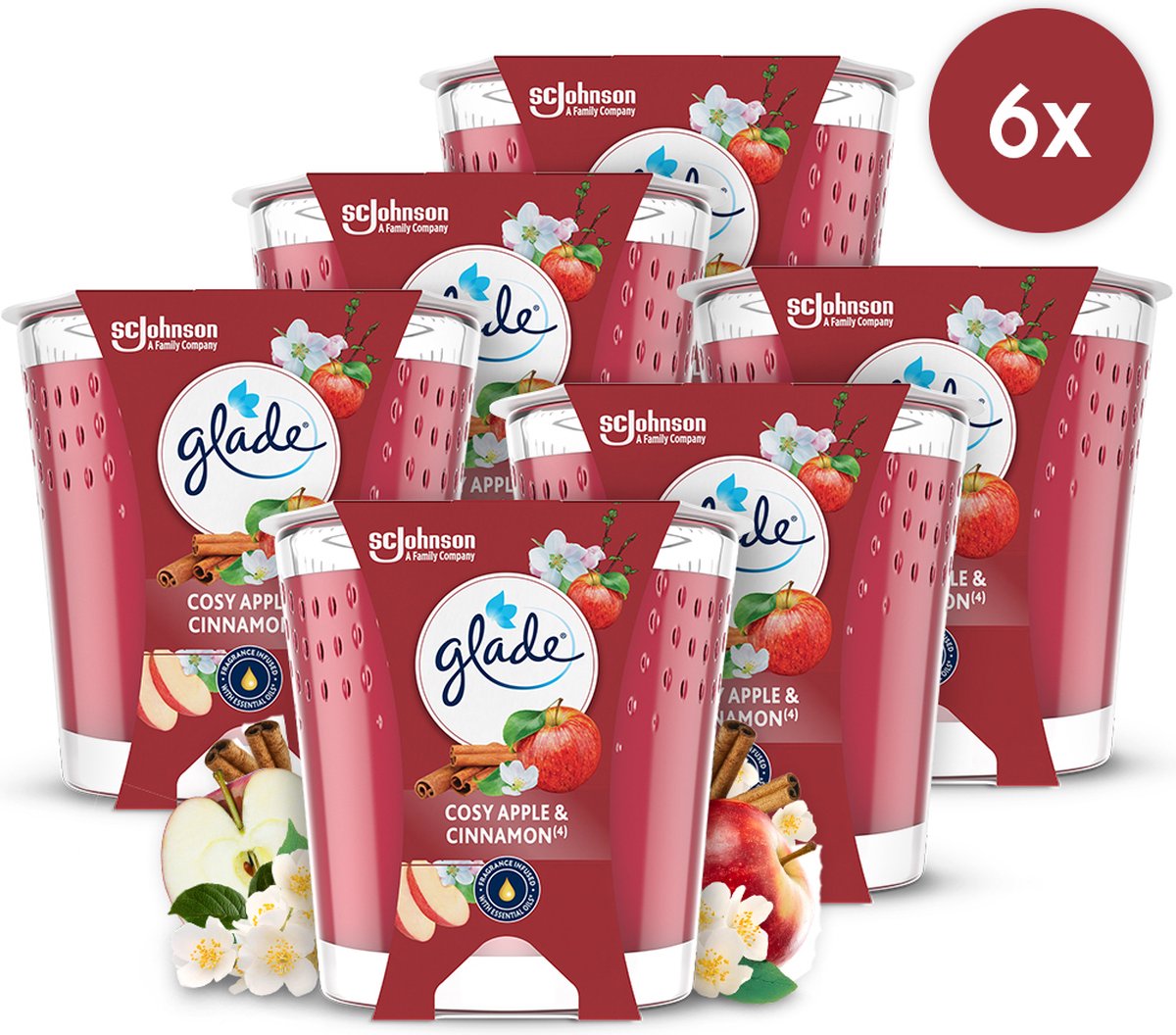 Glade geurkaars cozy apple cinnamon 100% raapzaadwax