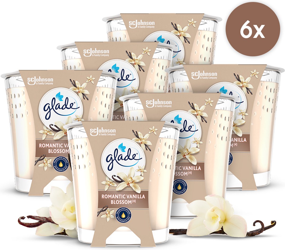 Glade geurkaars romantic vanilla blossoms 100% raapzaadwax