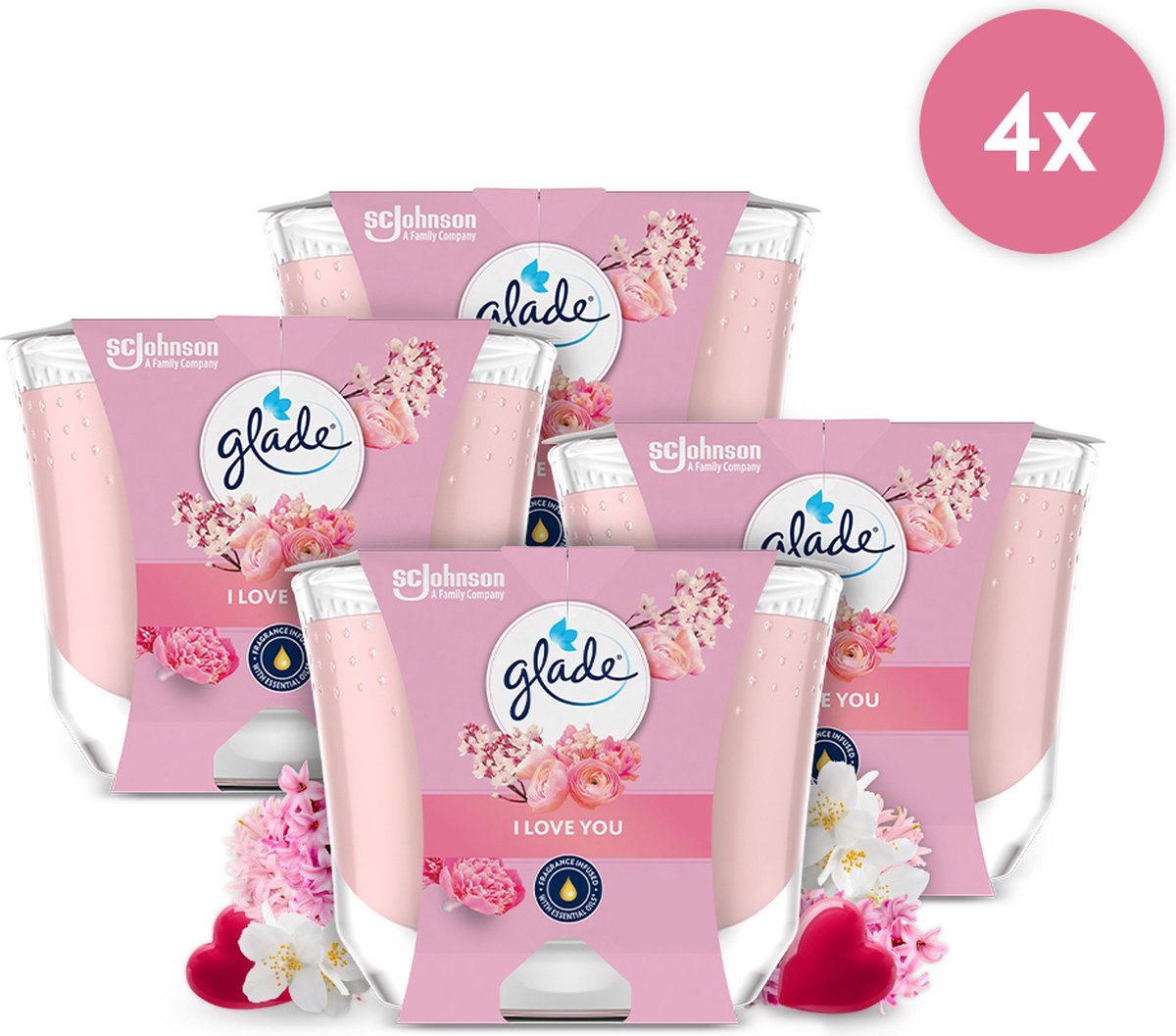 Vela Glade de larga duración te amo 100% cera de colza