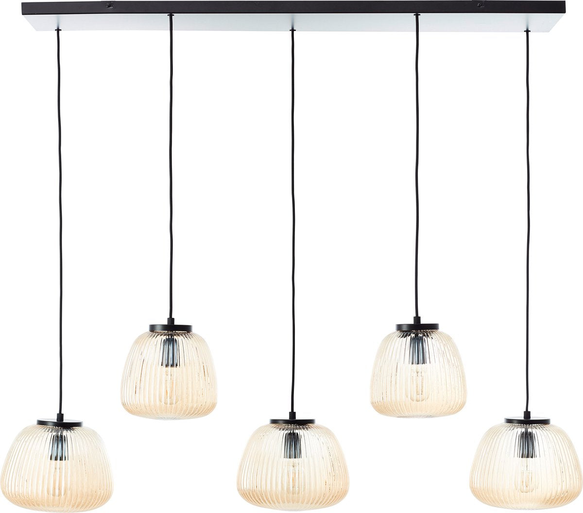 Brilliant kaizen - hanglamp - 5-lichts - e27 max 5x25w - glas - amber - zwart