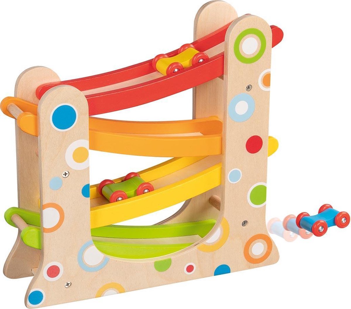 Goki Wooden Car Racing Track con 3 auto