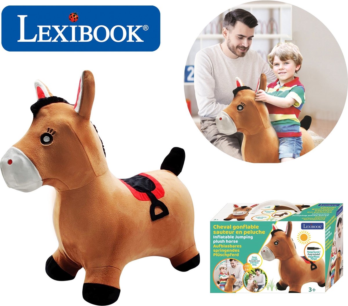 Pony da salto gonfiabile Lexibook con costume di peluche