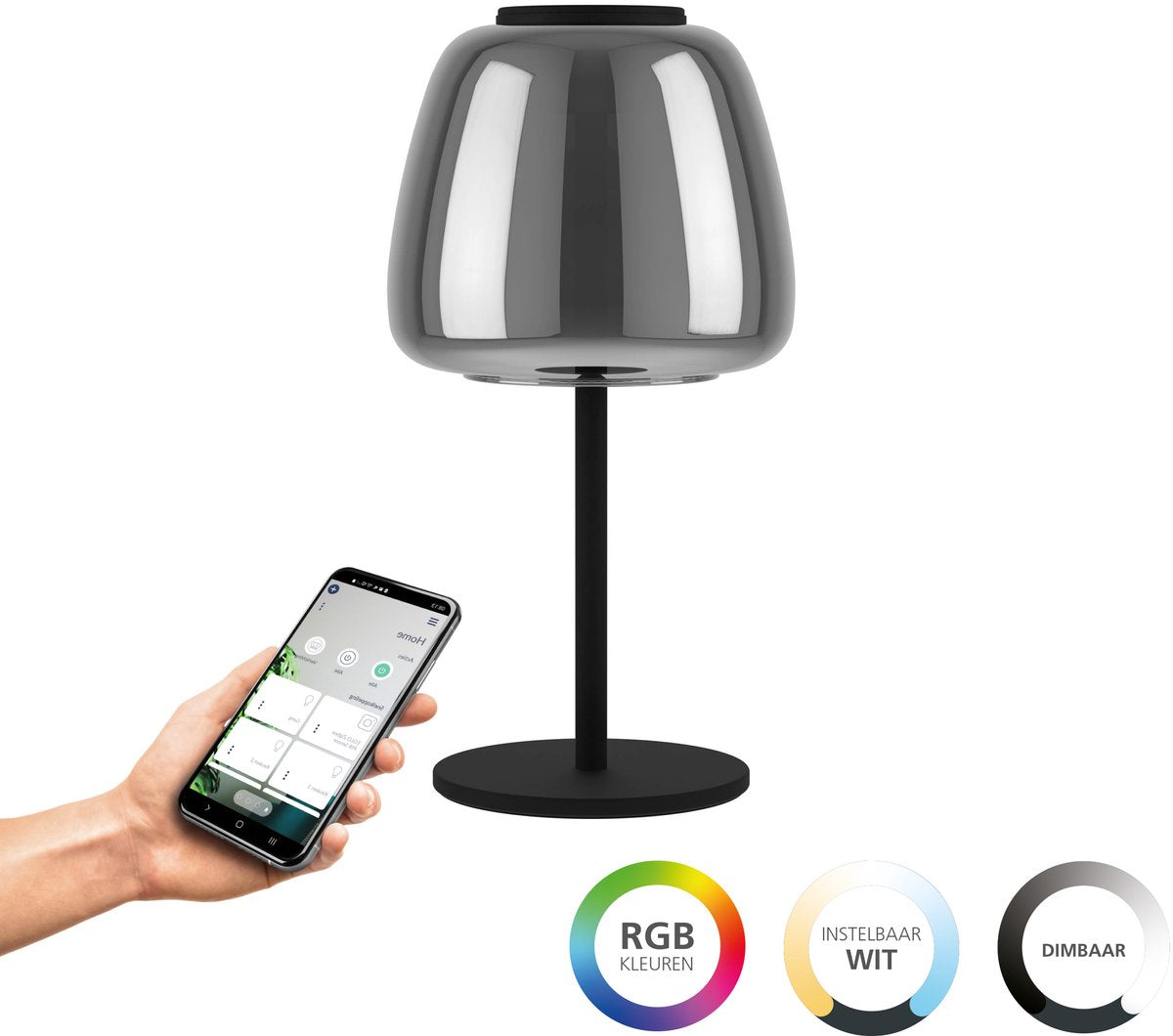 Eglo connect.z alfero-z lámpara de mesa - rgb - acero|vidrio - negro|cromo