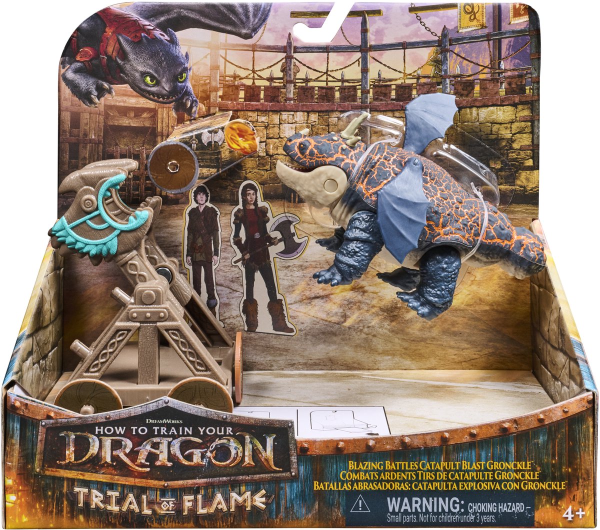 Dragones de Dreamworks, dragones, cómo domesticar a un dragón, juego de catapulta gruñida, juego de figuras
