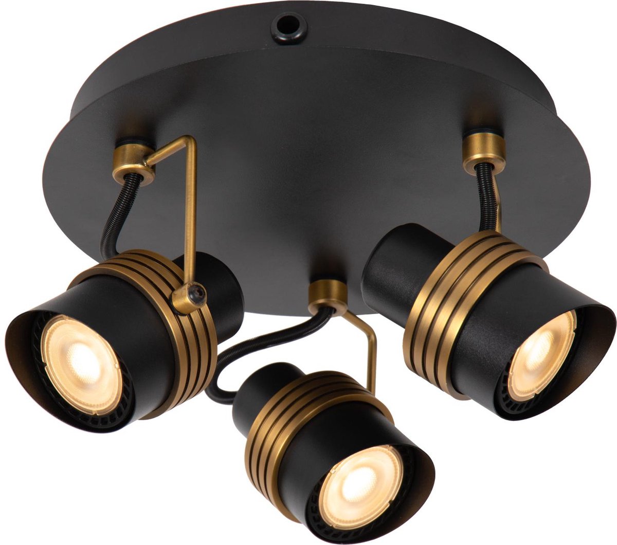 Lucide tundran - faretto da soffitto (lampada da soffitto) - ø 21 cm - 3xgu10 - nero