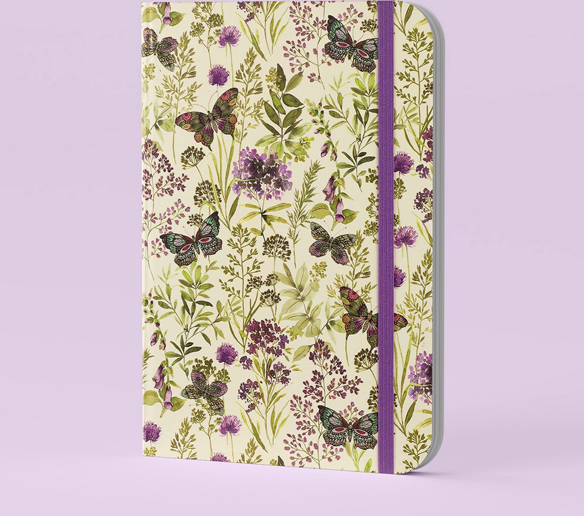 Libreta compacta Peter Pauper - Mariposas amatista - Con cierre elástico - 13x18 cm