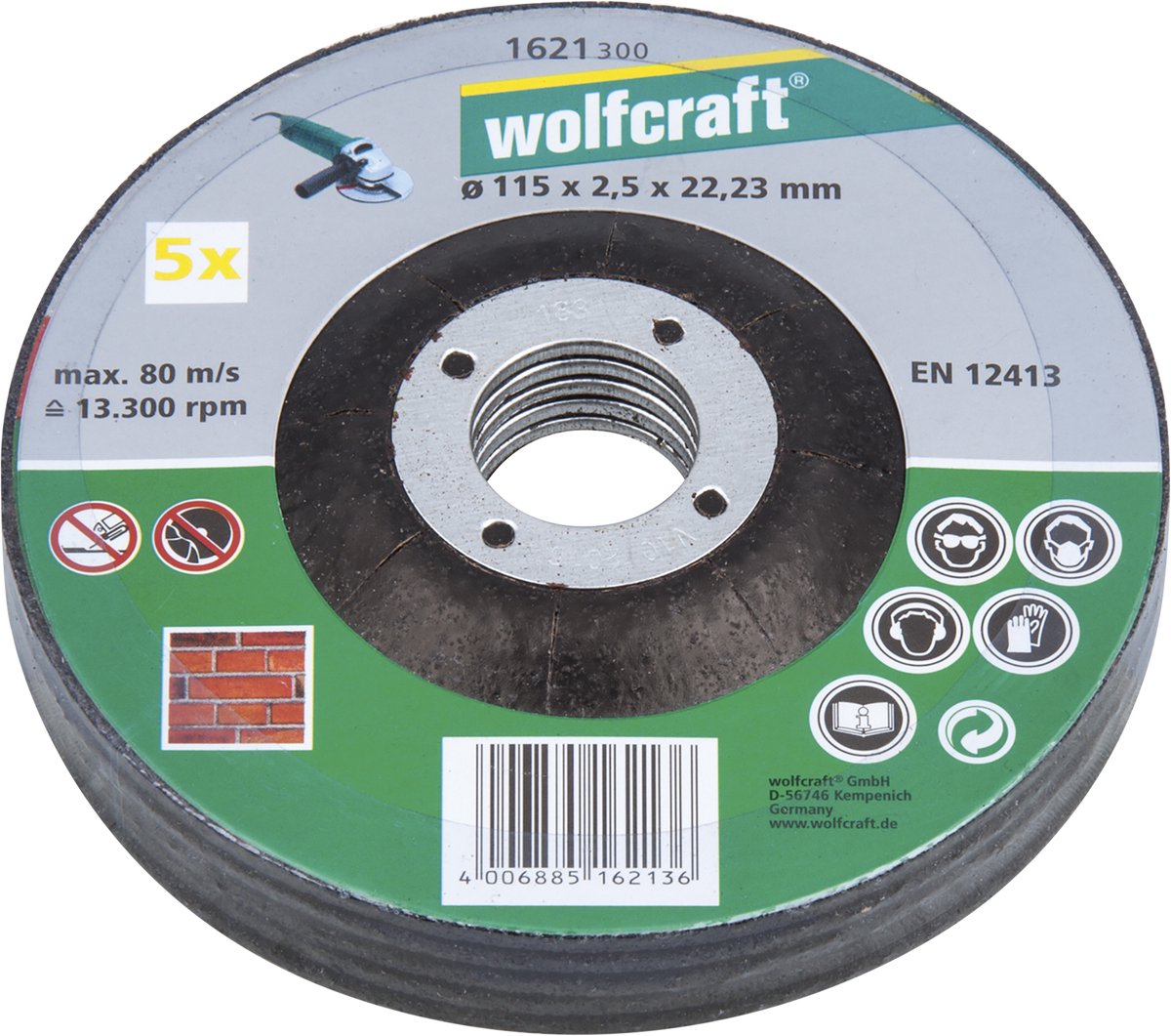 Wolfcraft - disco da taglio per pietra 115mm - 5 pezzi - angolato - 1621300