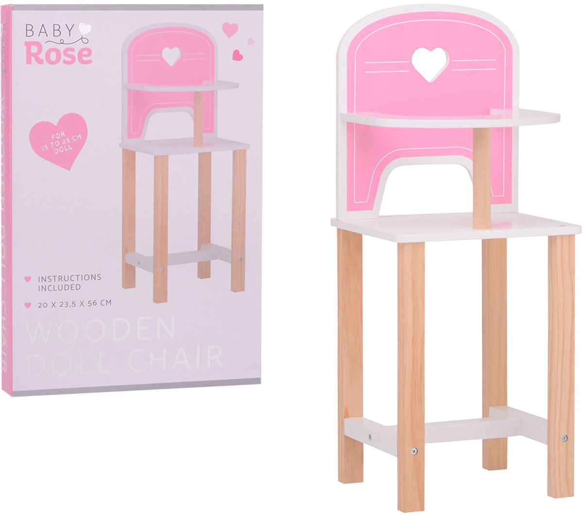 Sedia per bambole in legno Johntoy baby rose - giocattoli per mobili per bambole.
