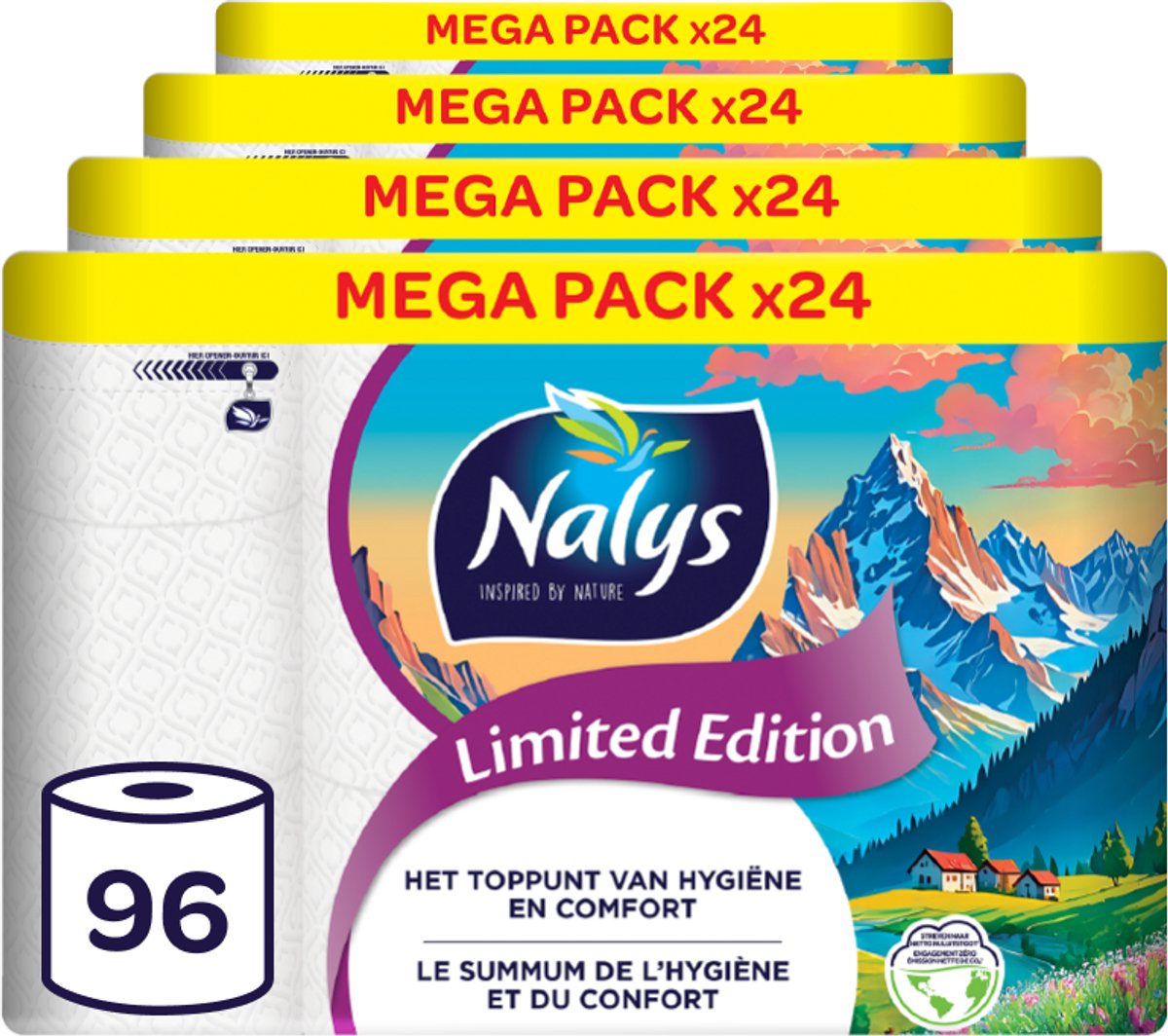 Papel higiénico Nalys edición limitada - 96 rollos - blanco (2 capas) - paquete económico