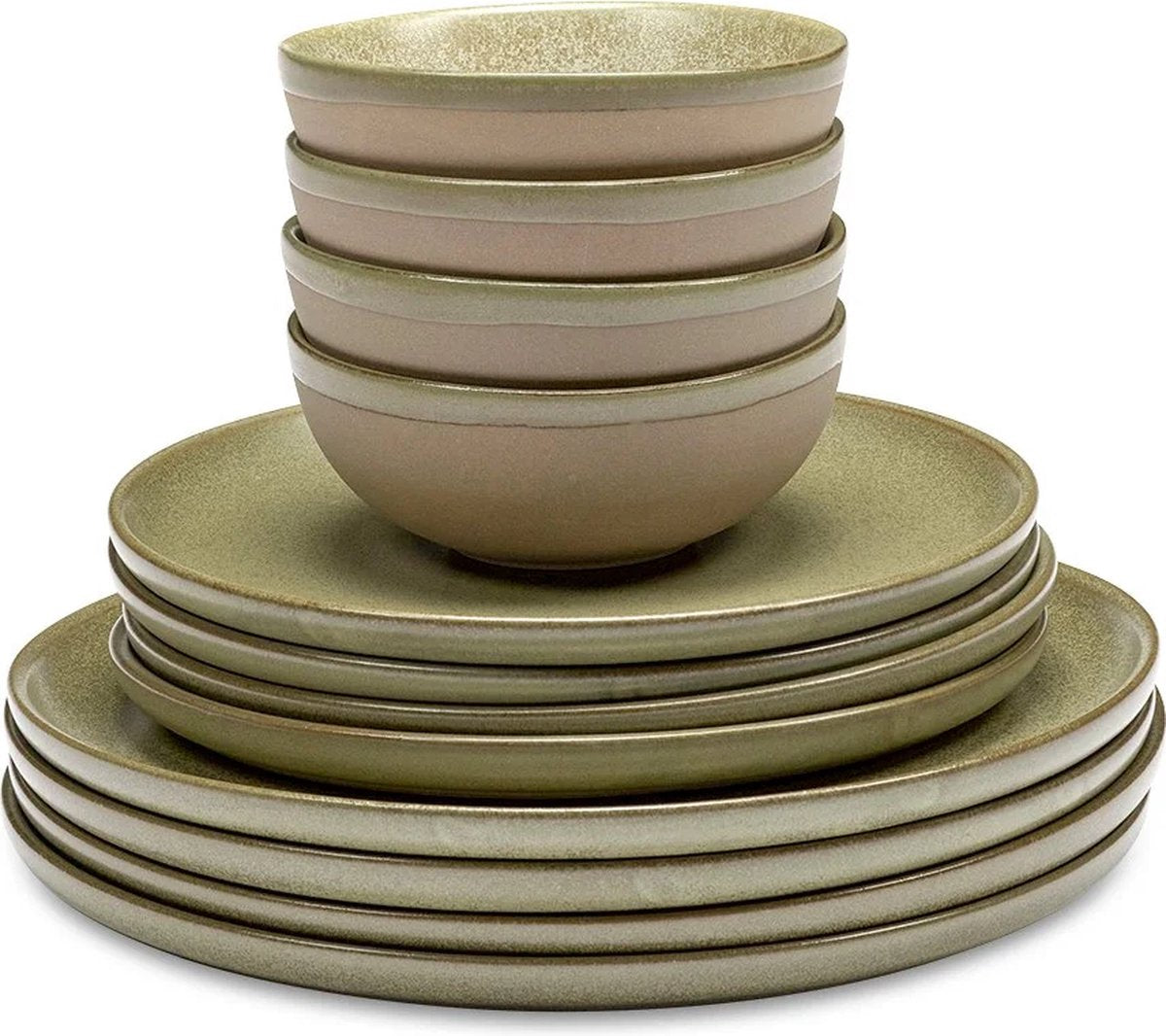Serax - superficie sergio herman - set stoviglie - verde mimetico - 24 ø - 12 pezzi