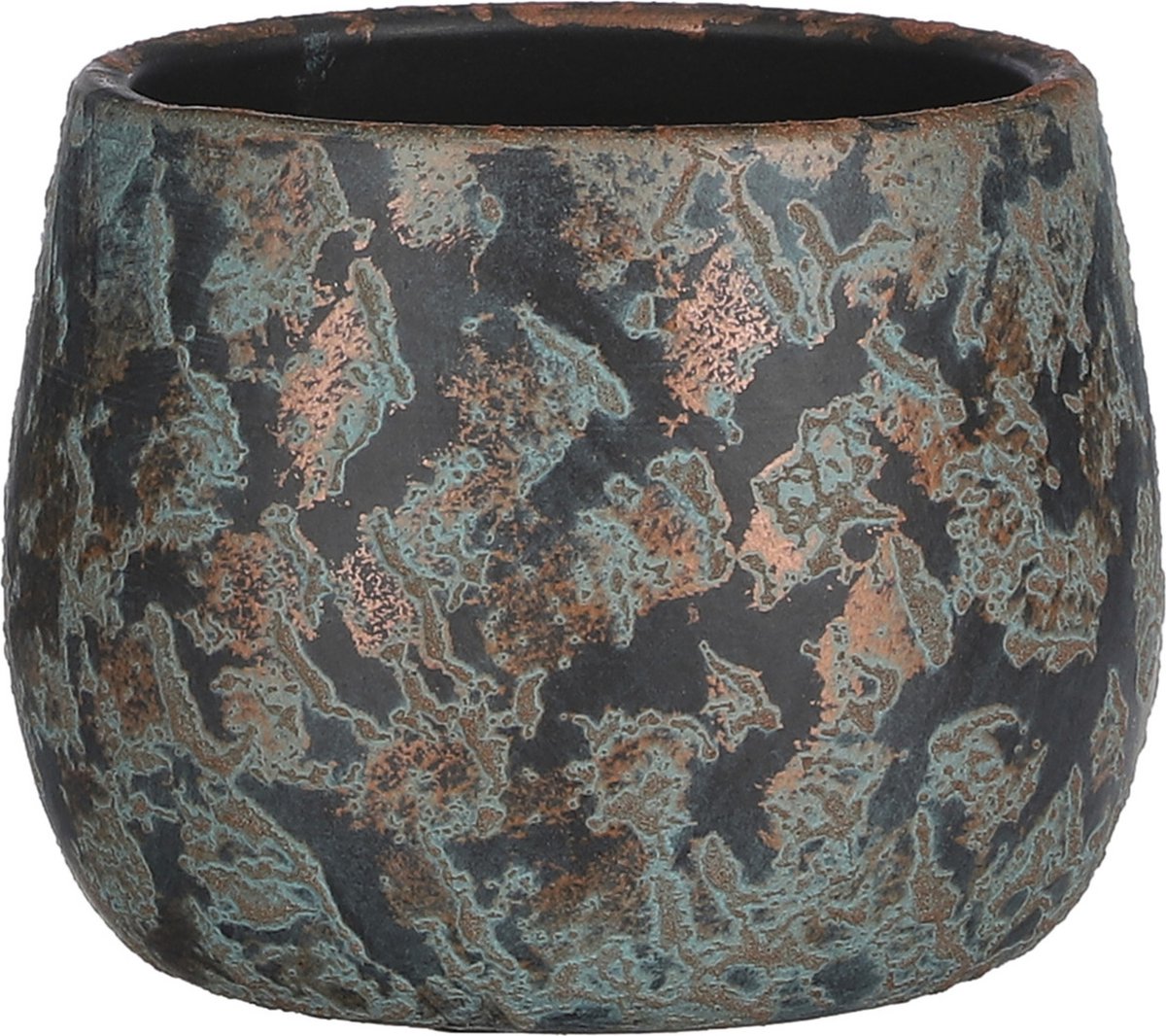 Macetero con decoraciones de mica - cerámica - plantas de interior - cobre - d16 x h13 cm