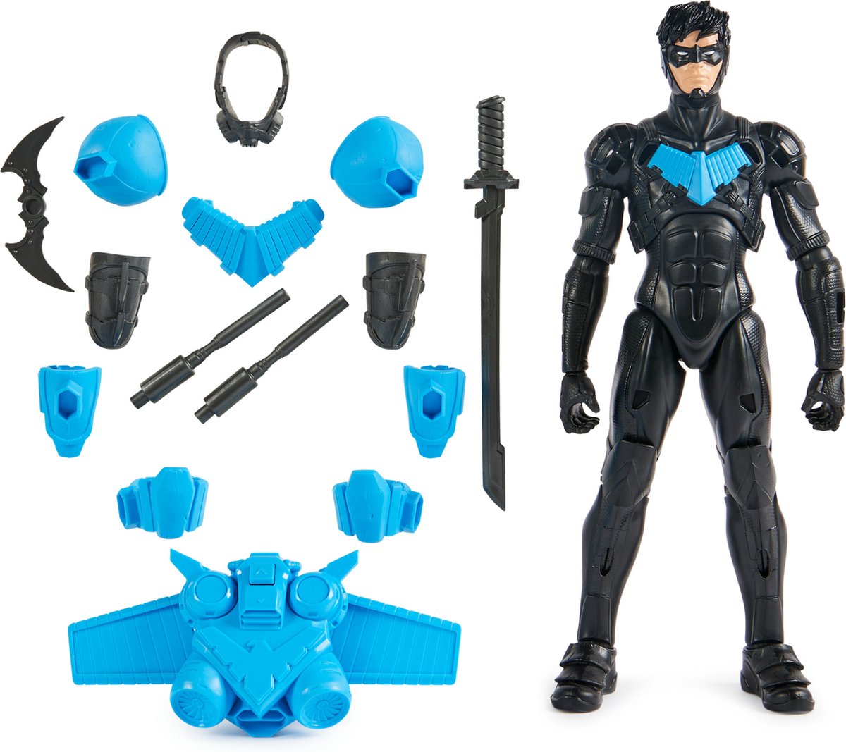 Dc comics dc batman adventures - nightwing-actiefiguur van 30 cm met 15 pantseraccessoires en 17 scharnierpunten