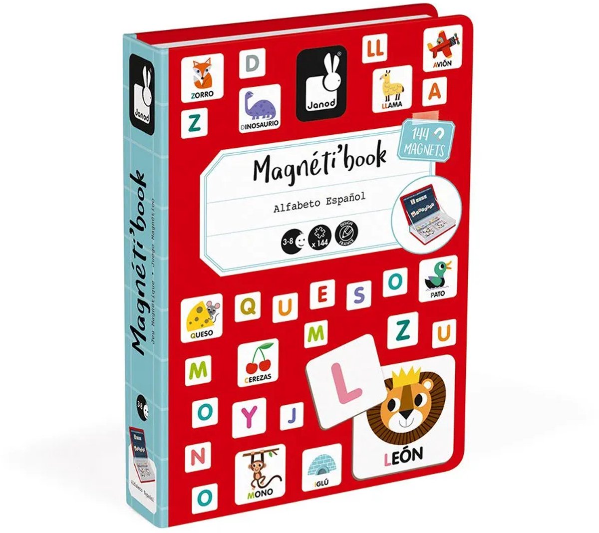Janod - magnetibook - alfabeto spagnolo - set da gioco con libro magnetico