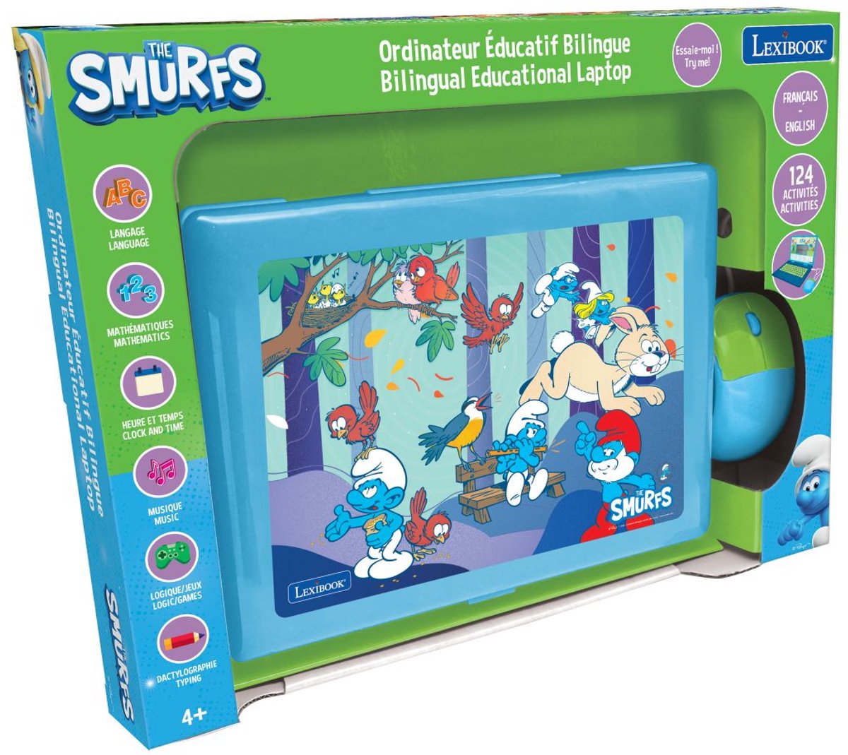 Lexibook ordinateur portatile educativo bilingue schtroumpfs (fr en)
