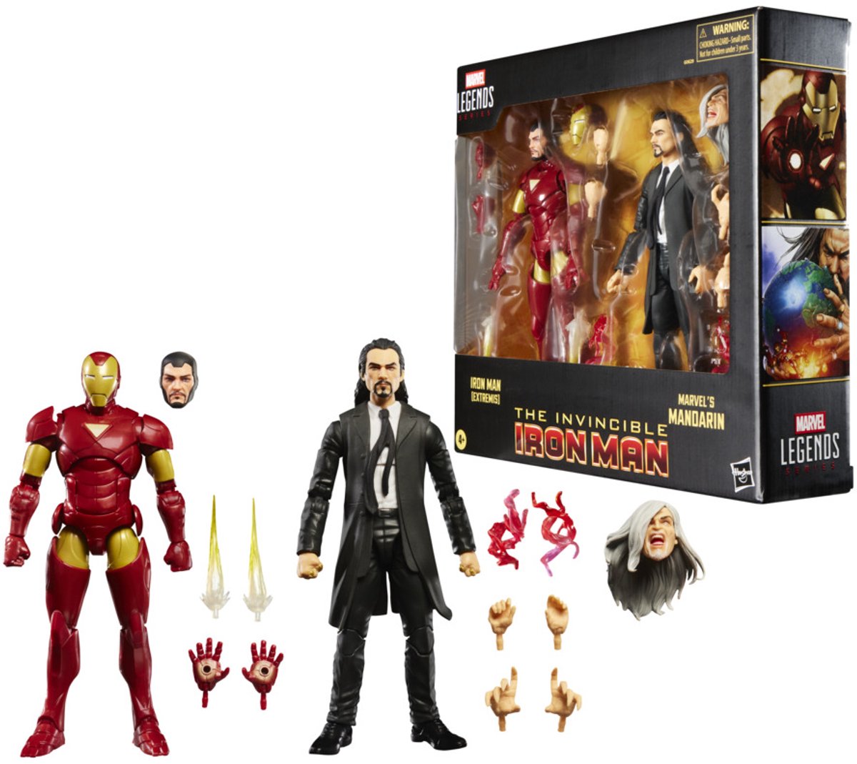 Marvel legends series iron man (extremis) en 's mandarin, avengers comics-verzamelactiefiguren van 15 cm