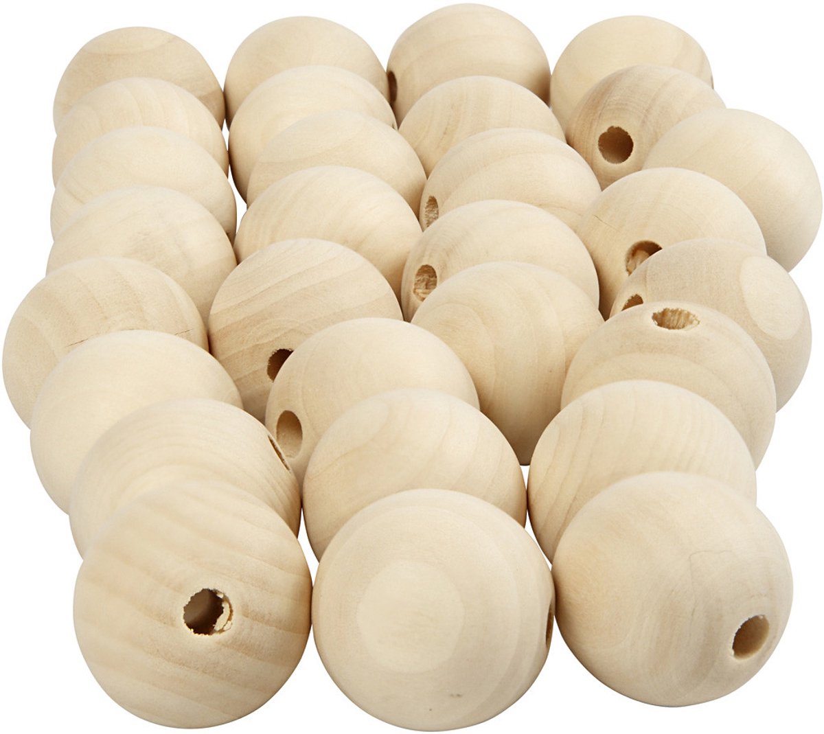 Perlina di legno Creativ Company, d 25 mm, misura del foro 4,5 mm, 100 pezzi 1 scatola