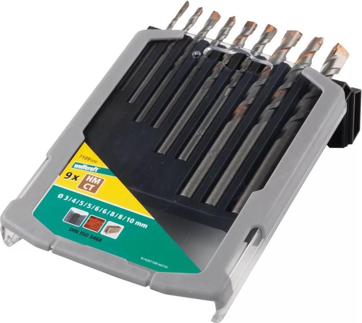 Wolfcraft - set di punte per calcestruzzo - ø da 3 a 10 mm - set di punte 9 pezzi - 7109000