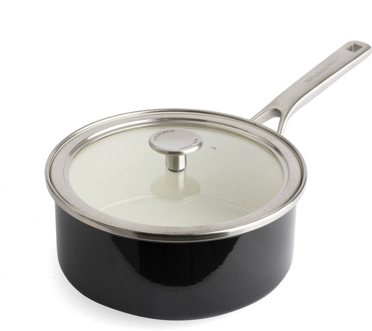 Cacerola kitchenaid con núcleo de acero esmaltado 20cm 2,4l - negro ónix - inducción - sin pfas