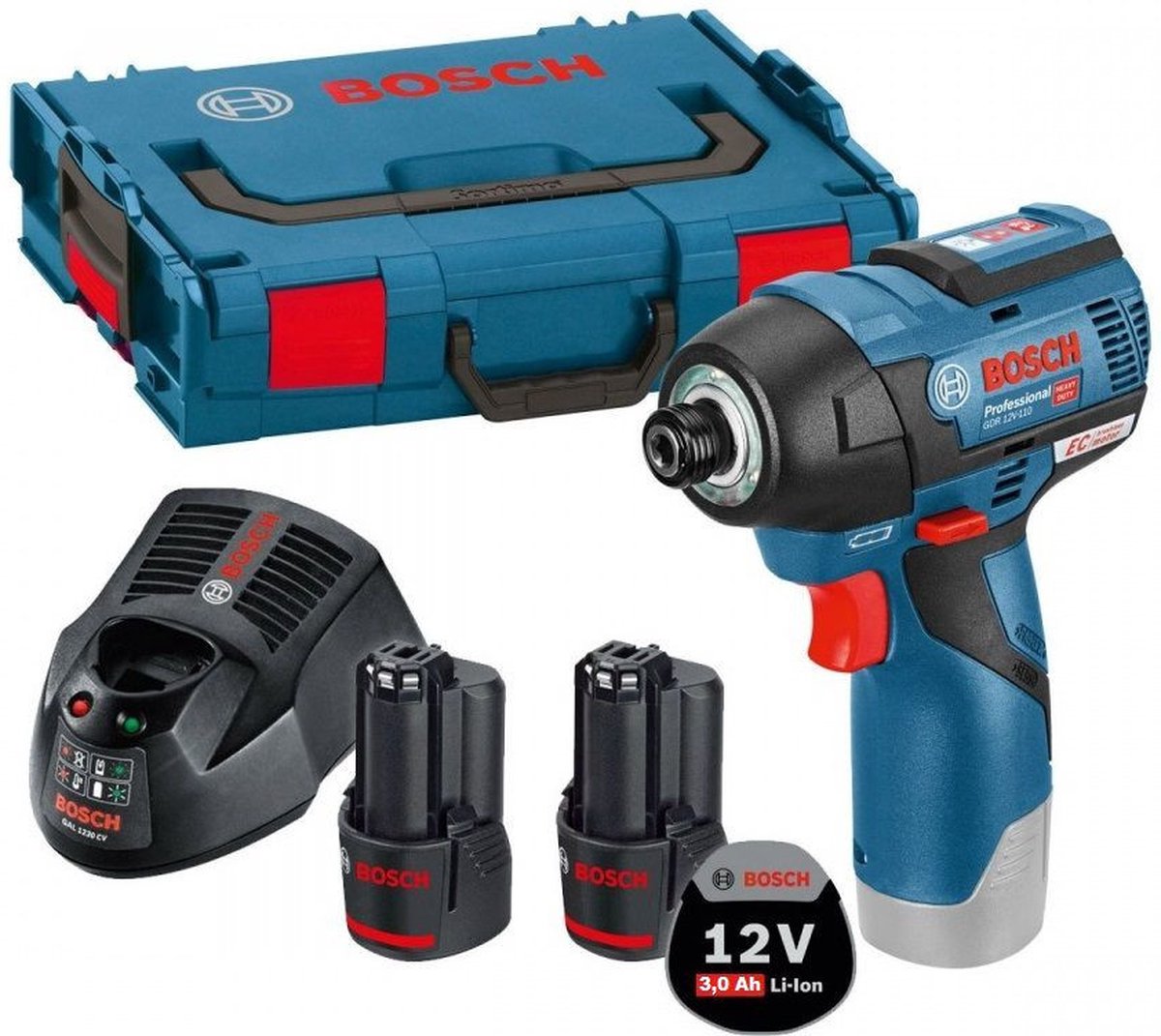 Avvitatore a percussione a batteria Bosch professional gdr 12v-110 110nm 12v 3.0ah in l-boxx - 06019e0005