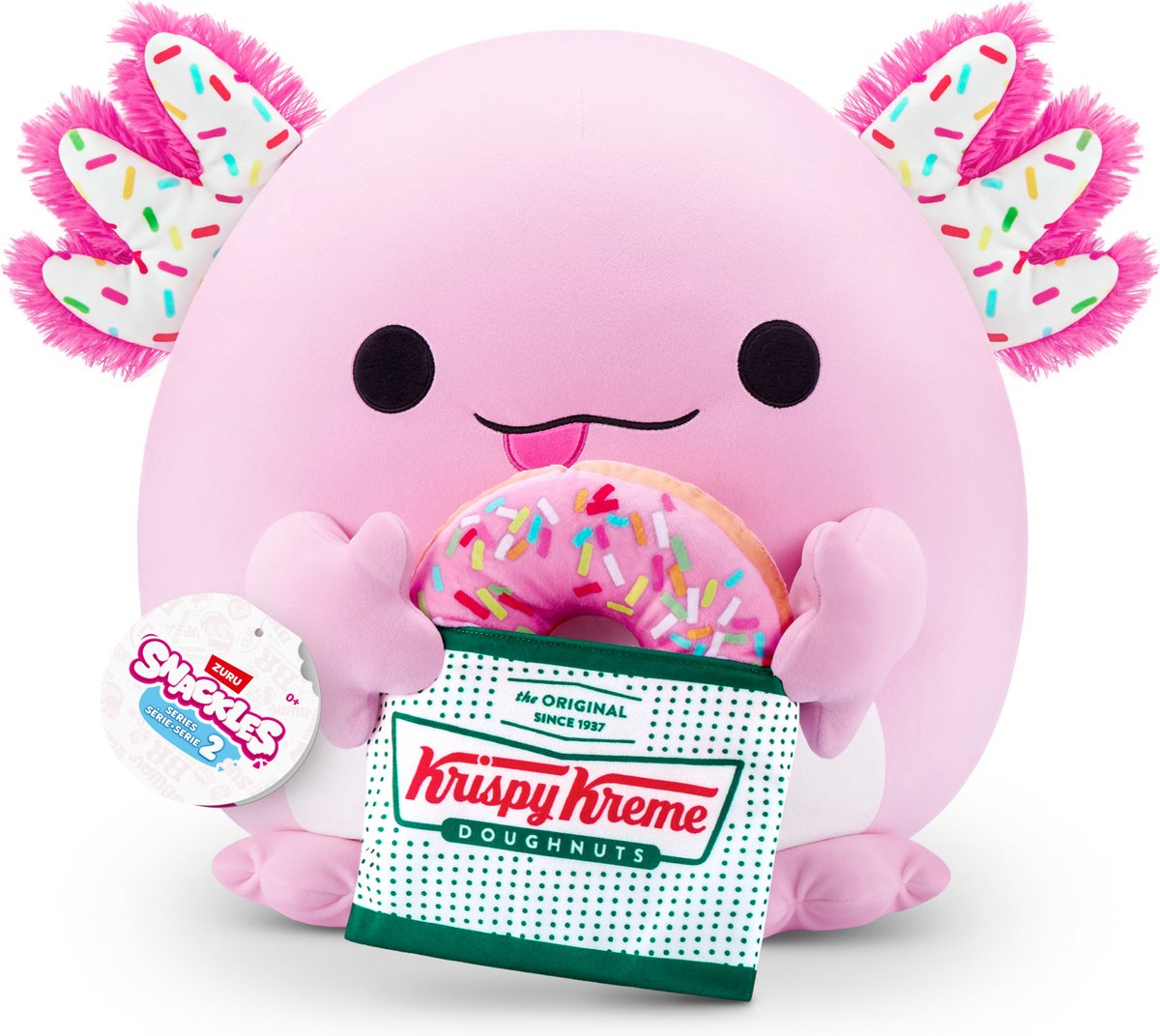 Snackles serie 2 - axolotl abbie con krispy kreme - 35 cm da zuru