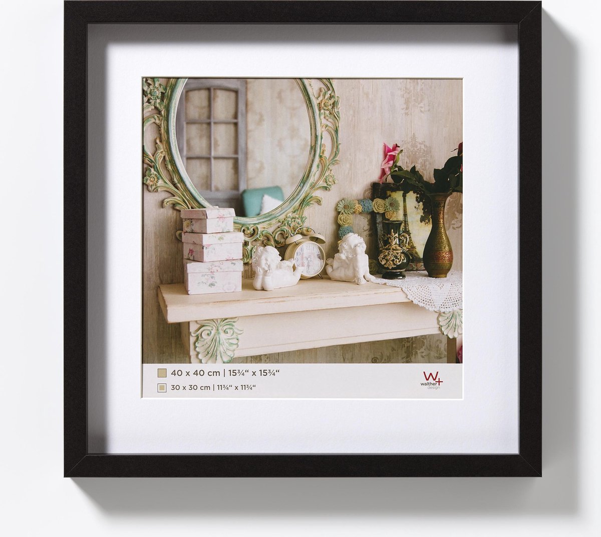 Walther Stoccolma - Cornice in legno MDF 3D - misura foto 40x40 cm - nera