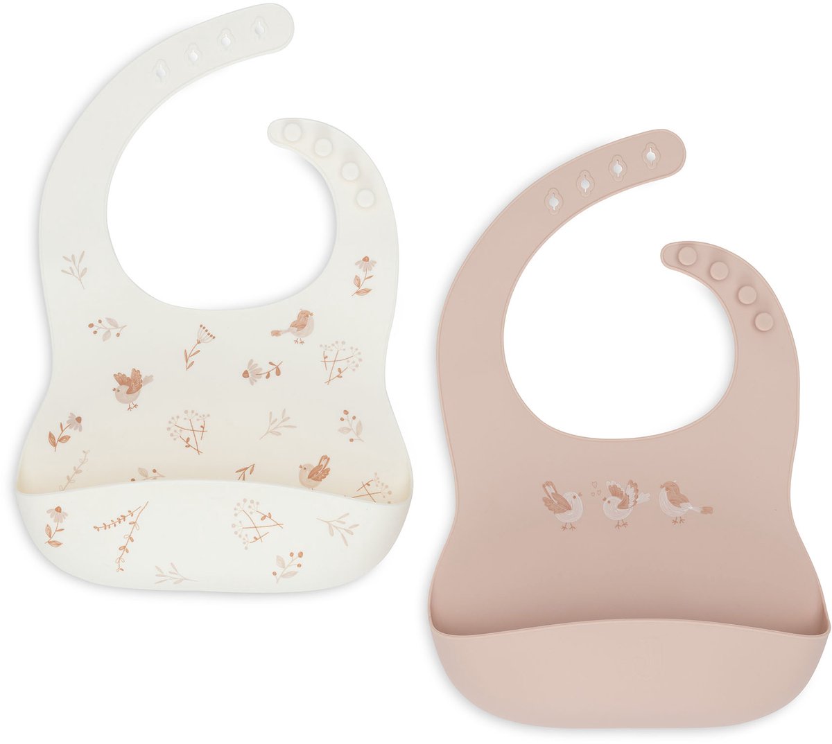Bavaglino Jollein in silicone - adorabili uccellini - confezione da 2