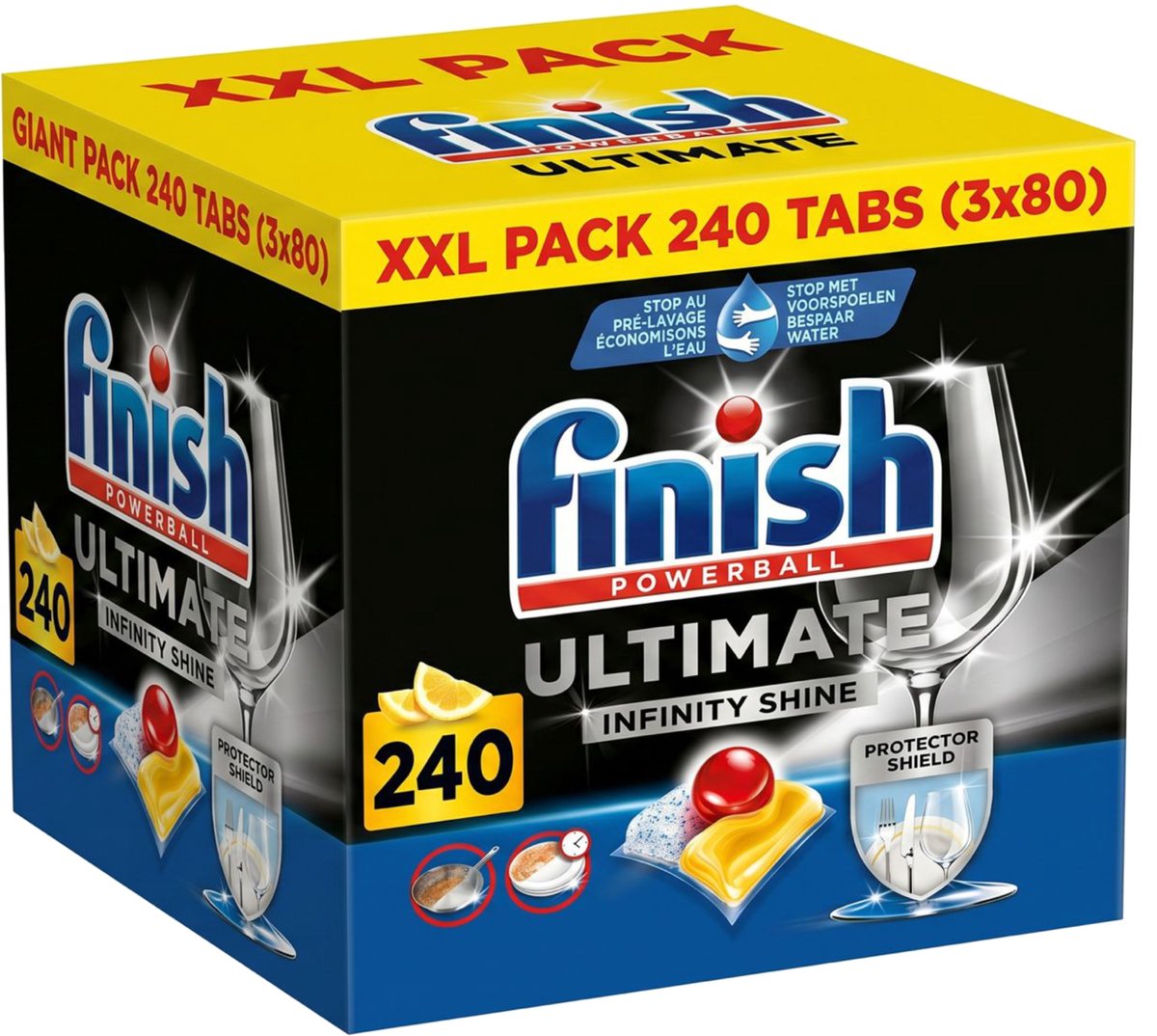 Pastiglie per lavastoviglie Finish Ultimate Infinity Shine Lemon - 3 x 80 = 240 capsule - Confezione risparmio
