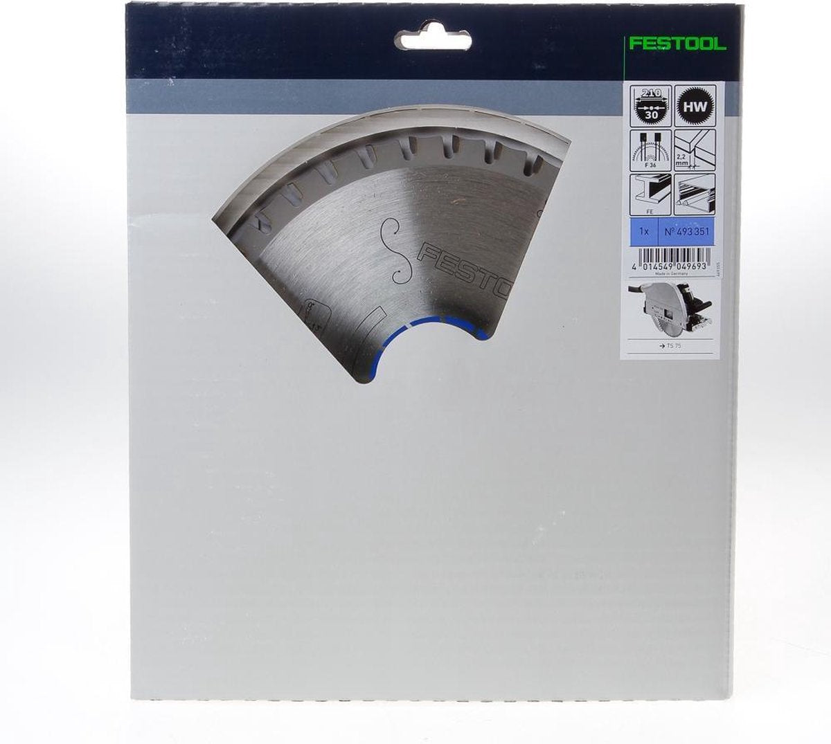Lama per sega circolare Festool per acciaio | gambo | Foro asse ø 210mm 30mm 36d - 493351
