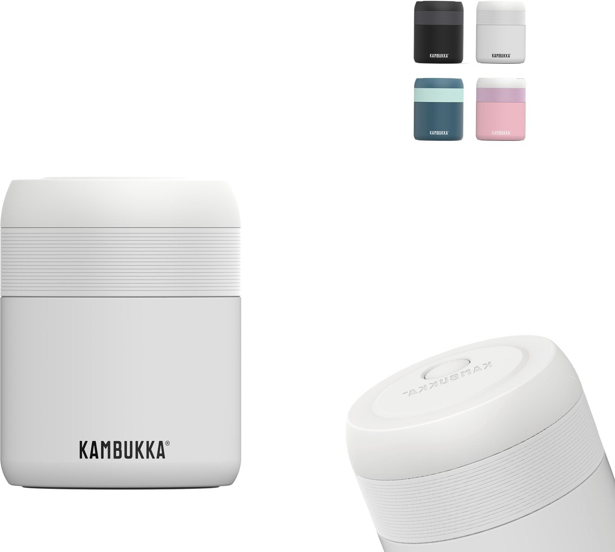 Kambukka bora - lunchbox - 600 ml - voedselcontainer houdt 9 uur warm 100 % lekvrij - chalk white